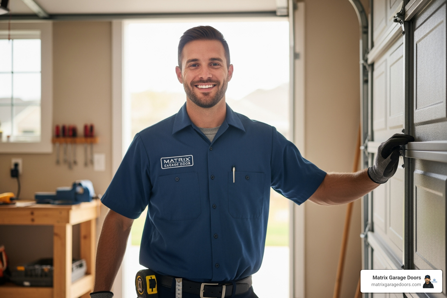 friendly uniformed technician - trusted garage door service