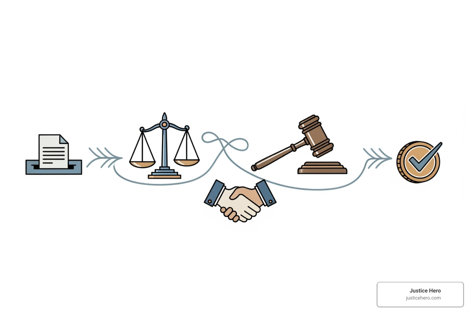 Illustration of legal steps from filing a claim to receiving a settlement - camp lejeune settlement