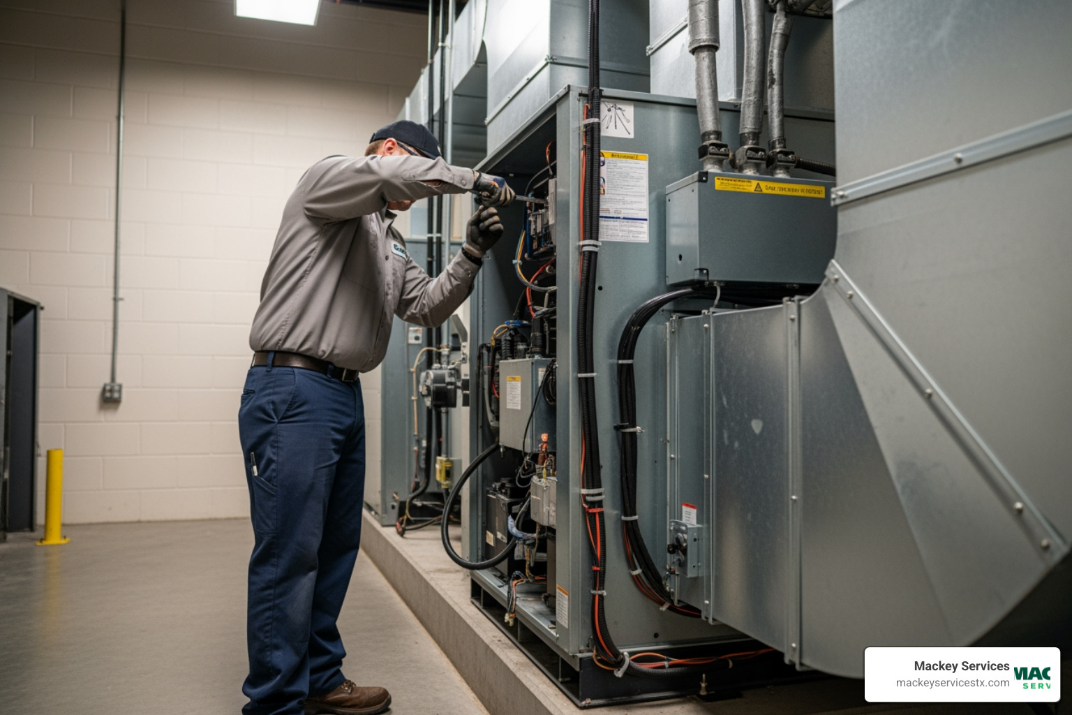 Infographic showing the benefits of commercial AC maintenance: 25% longer system lifespan with consistent preventative maintenance, 15-20% improvement in energy efficiency with regular service, 90% reduction in major system failures through preventative care, and 30-40% average savings on repair costs by addressing minor issues early - commercial ac maintenance in hitchcock, tx