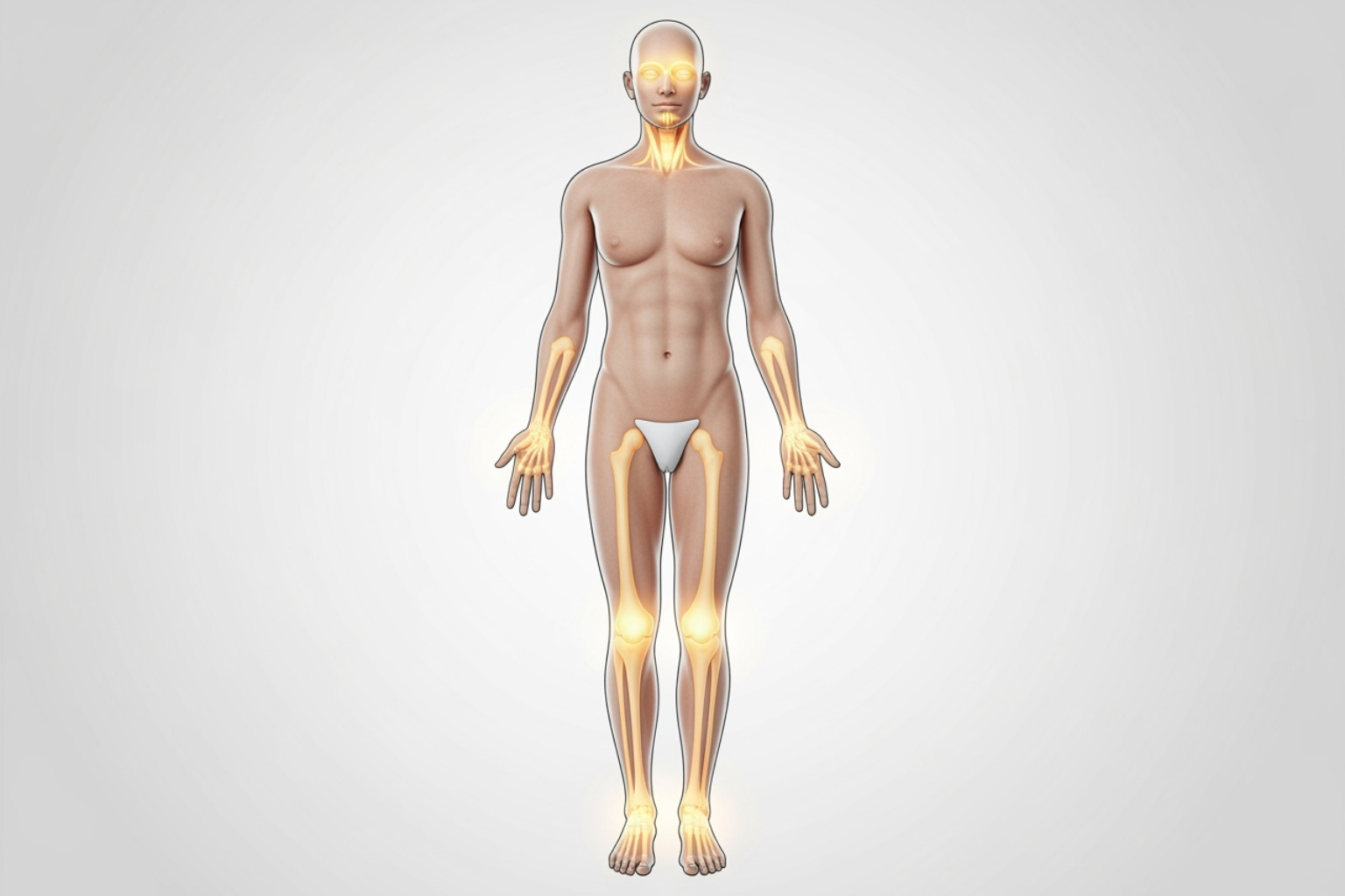 human body highlighting affected areas - diabetes neuropática