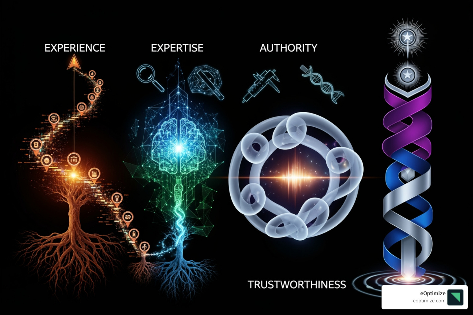 Concept of E-E-A-T signals - AI content optimization