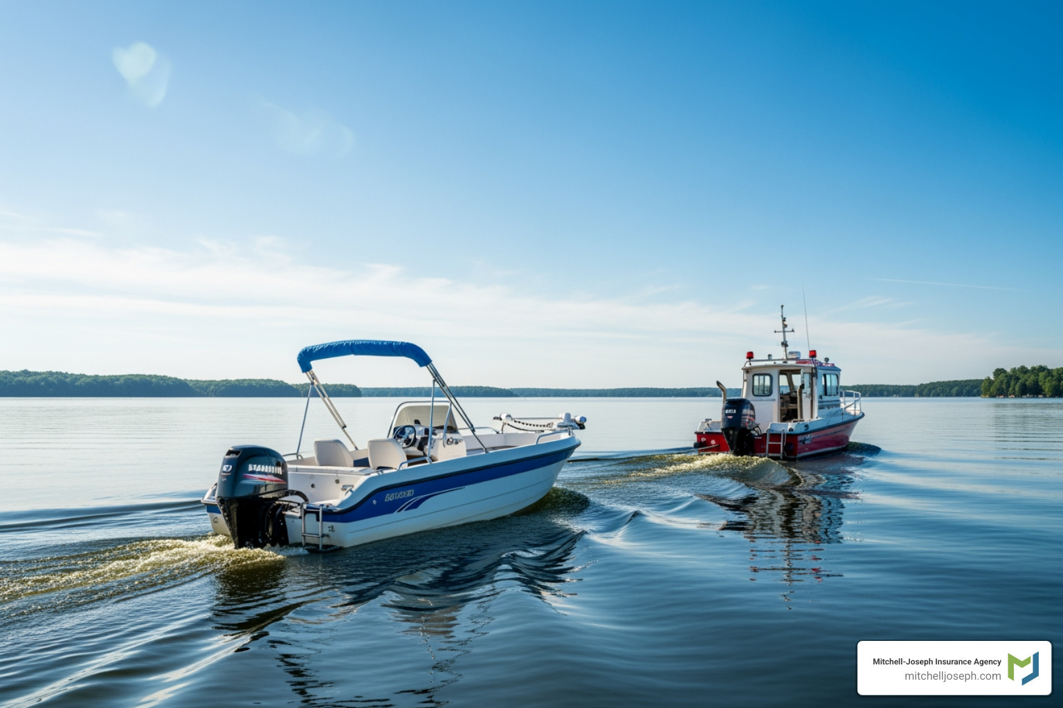 Boat being towed on the water - Boat Insurance Canandaigua