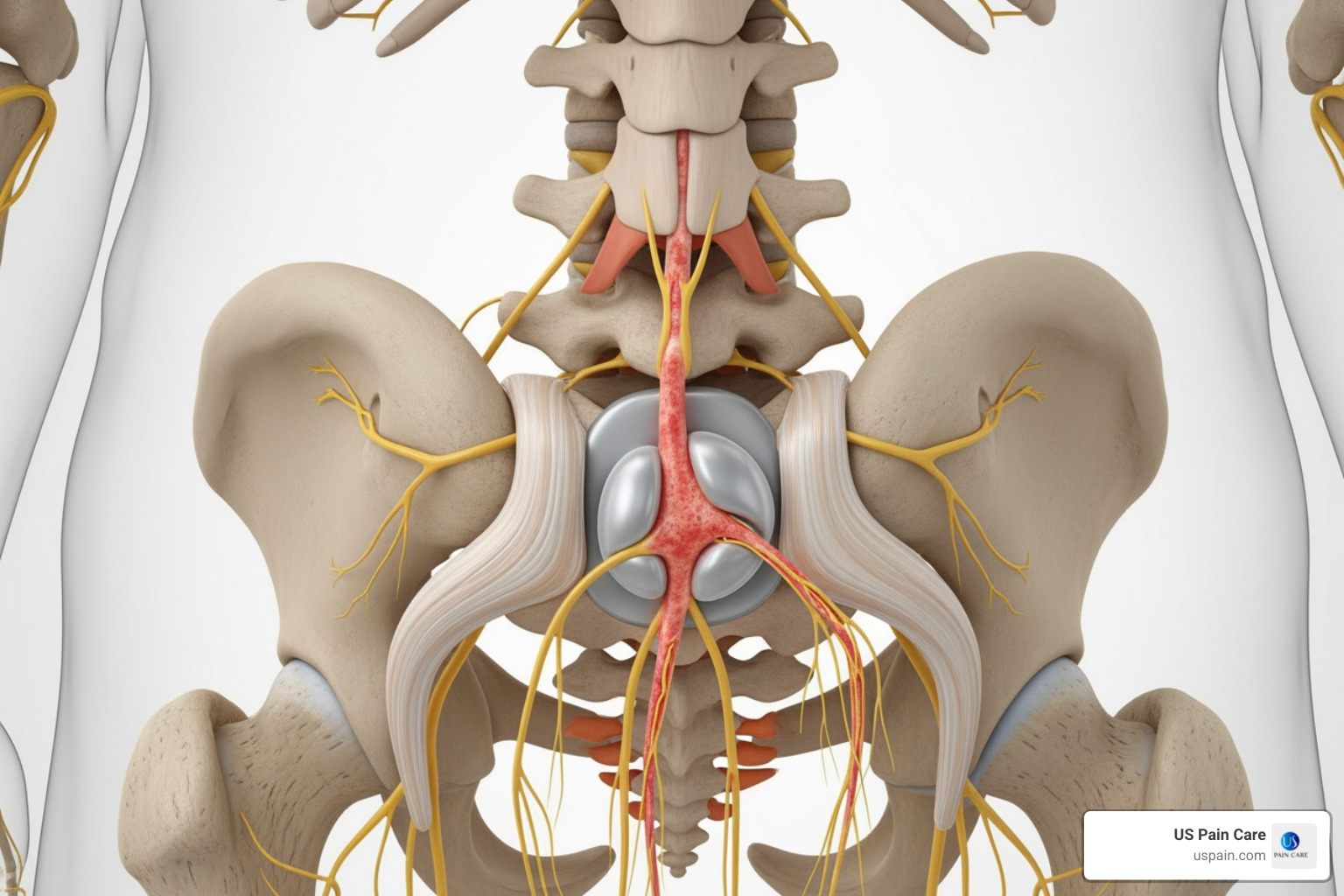 illustrating a herniated disc pressing on a nerve root - pain management for sciatica