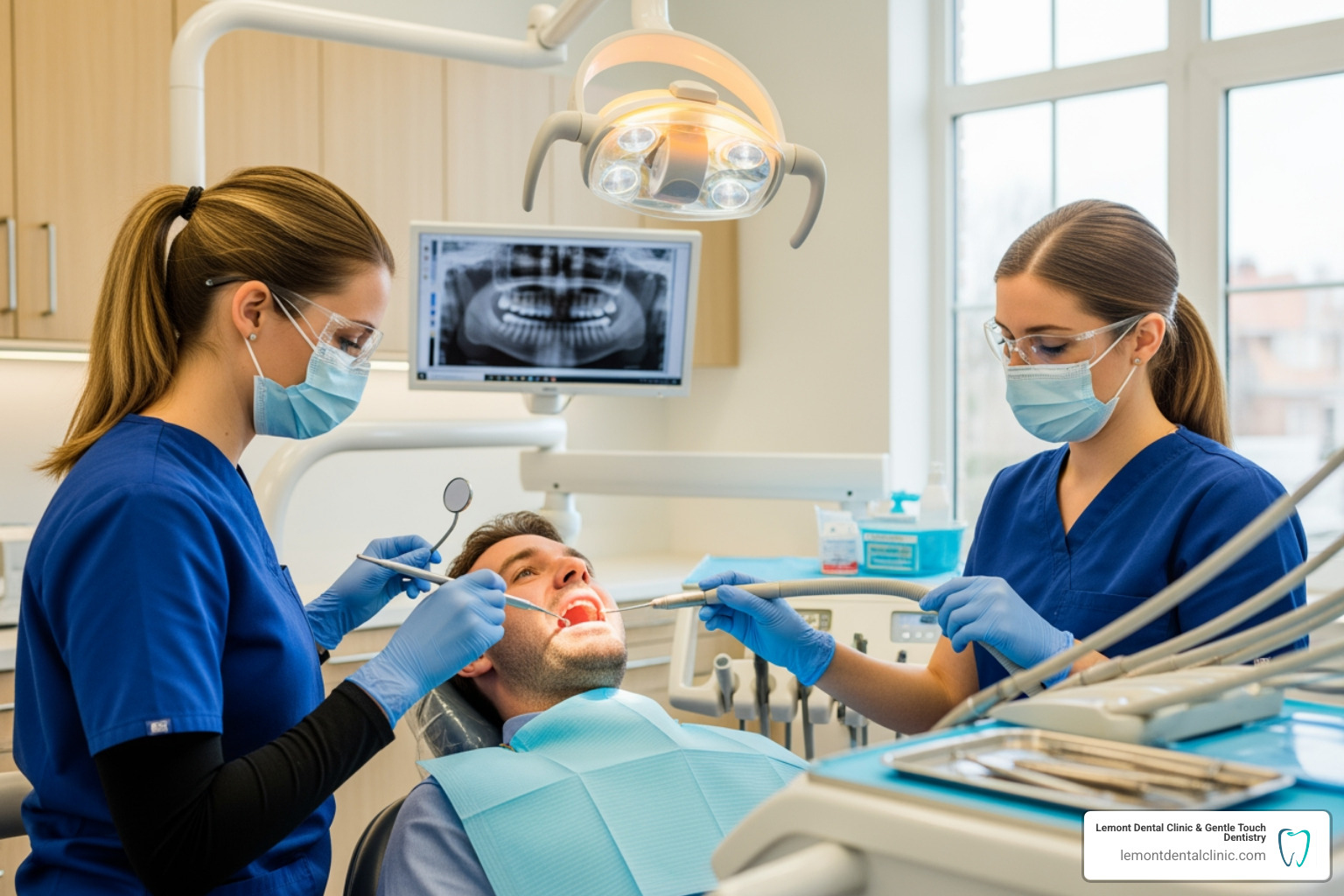 dental hygienist cleaning teeth - receding gums teeth cleaning