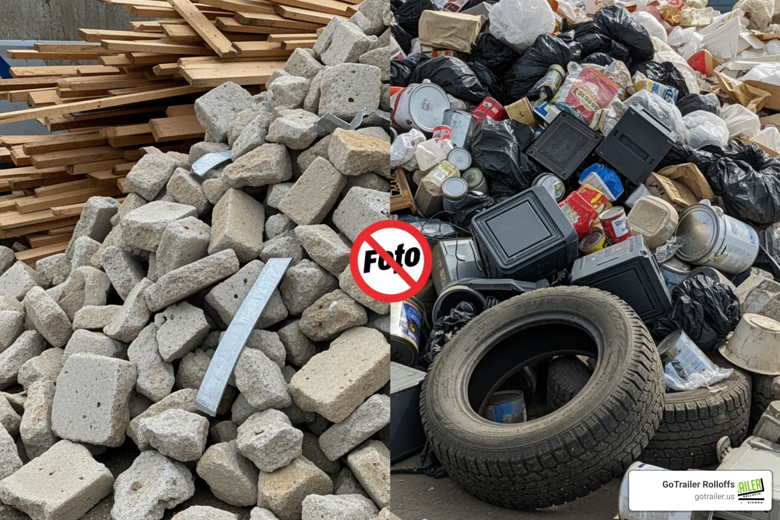 Accepted vs. prohibited waste materials in a dumpster - construction container rental Accepted vs. prohibited waste materials in a dumpster - construction container rental