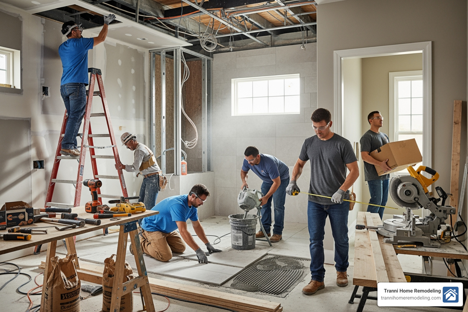 construction team working on a bathroom remodel - kitchen & bathroom remodelers construction team working on a bathroom remodel - kitchen & bathroom remodelers