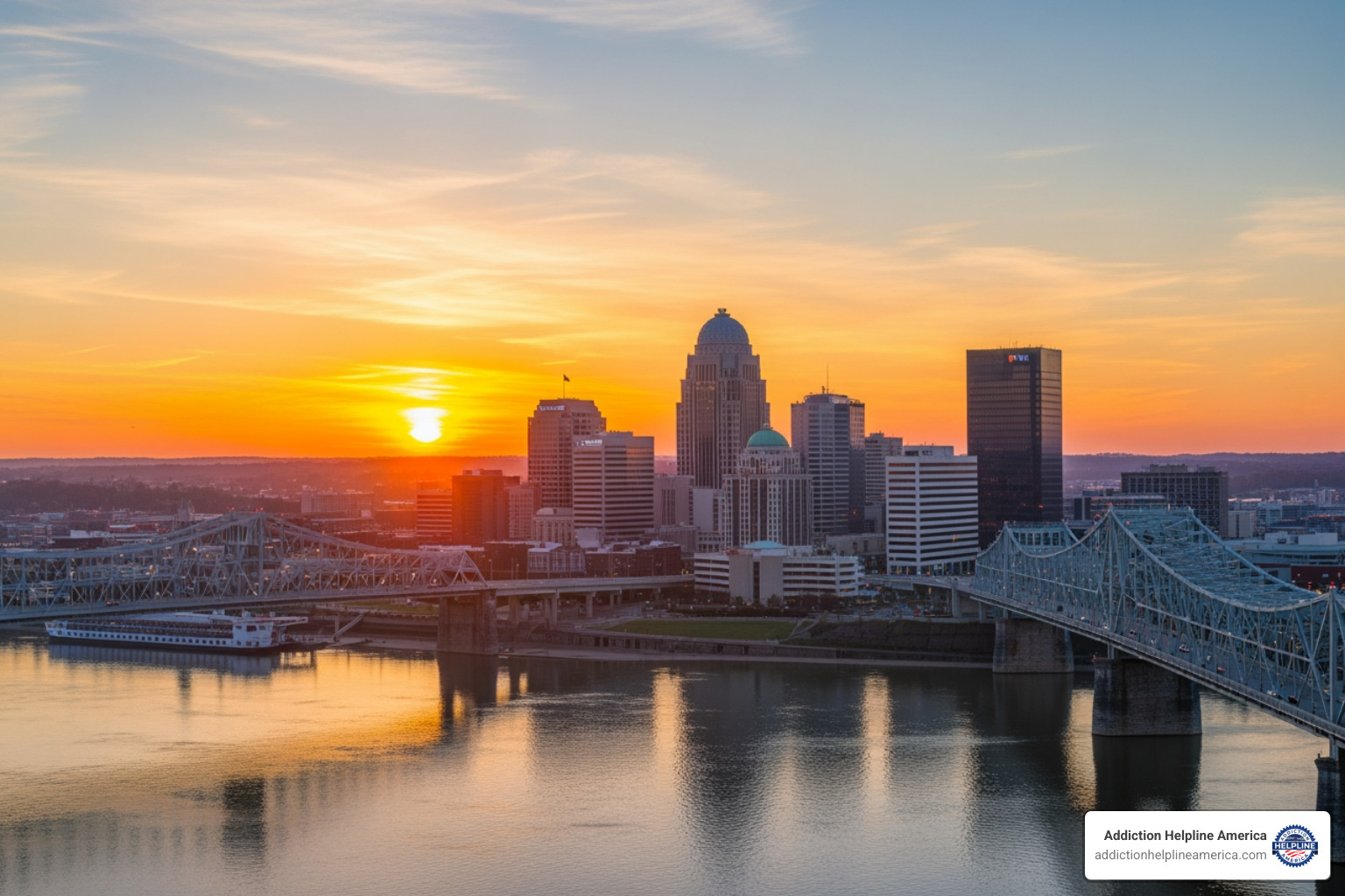 Louisville, KY skyline with a hopeful sunrise - drug rehabilitation louisville ky Louisville, KY skyline with a hopeful sunrise - drug rehabilitation louisville ky