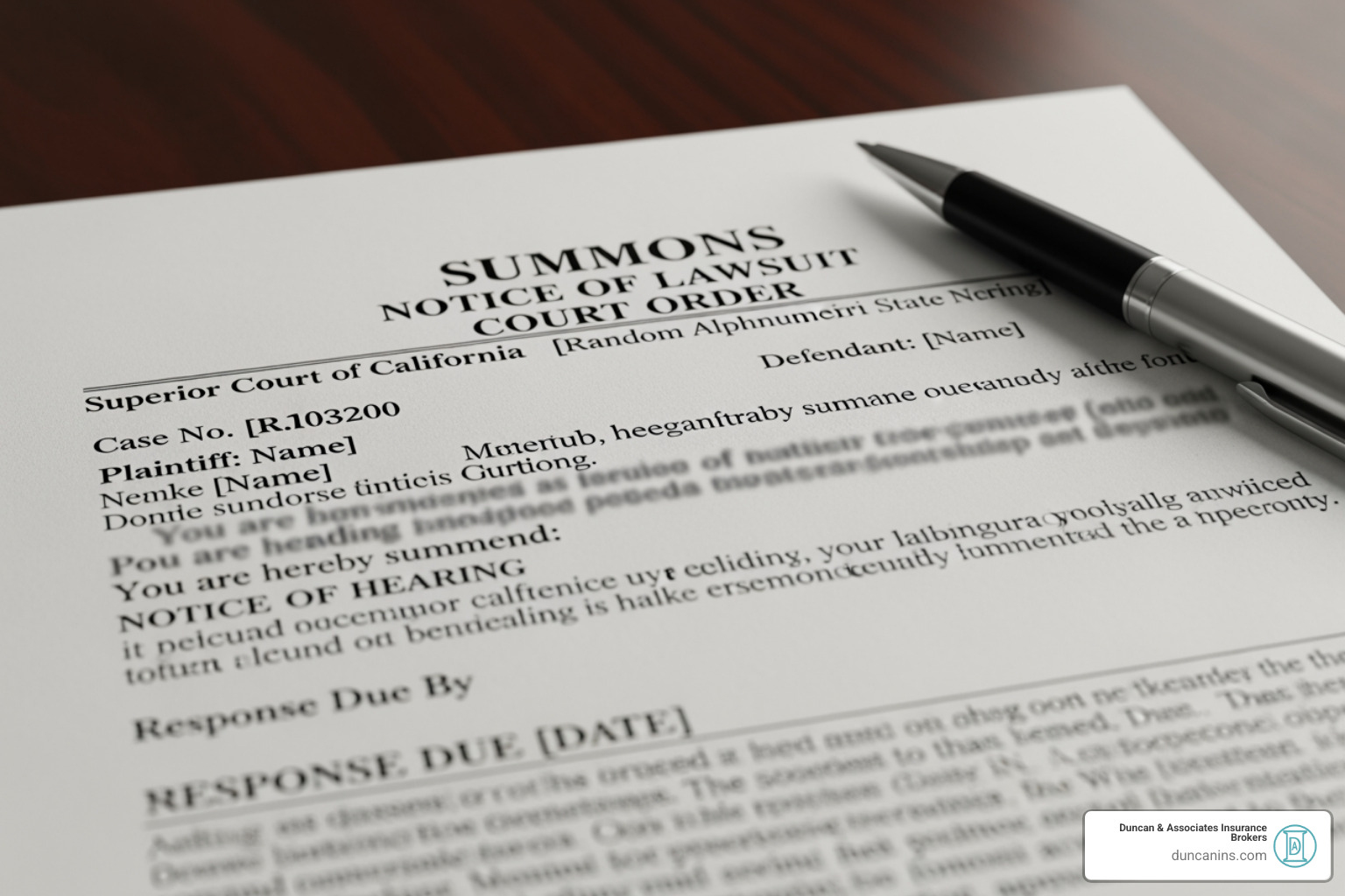 legal document or lawsuit notice - property management insurance legal document or lawsuit notice - property management insurance