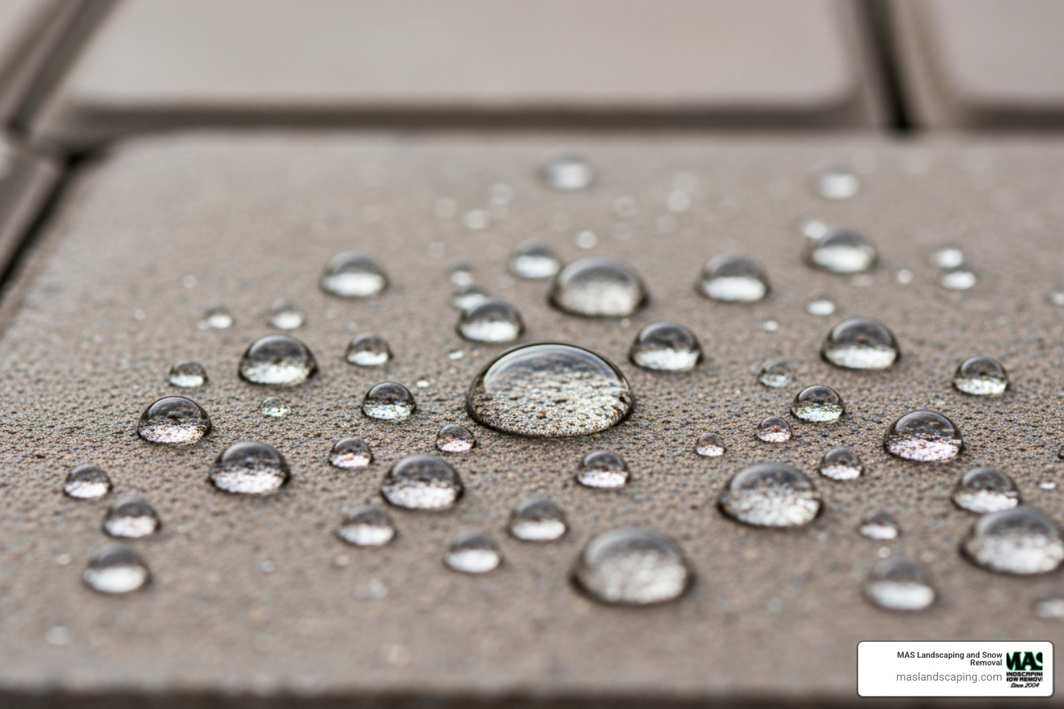 water beading on a sealed paver surface - concrete paver sealer