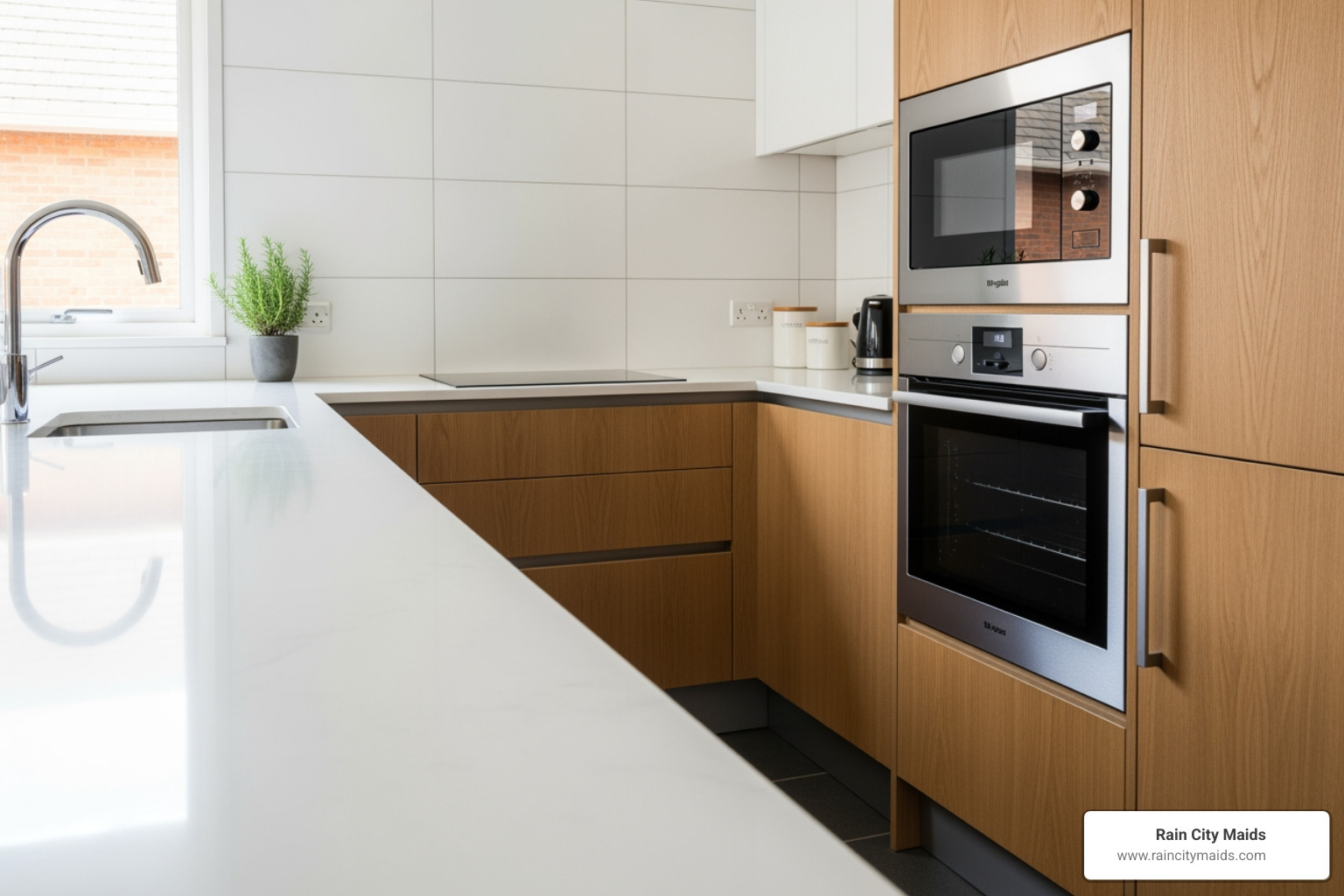 infographic showing two columns comparing standard cleaning tasks like vacuuming and wiping counters versus deep cleaning tasks like scrubbing grout, cleaning behind appliances, descaling fixtures, detailing baseboards, and dusting light fixtures, with a note that deep cleaning takes three to eight hours and covers neglected areas for a comprehensive clean - deep cleaning kirkland wa