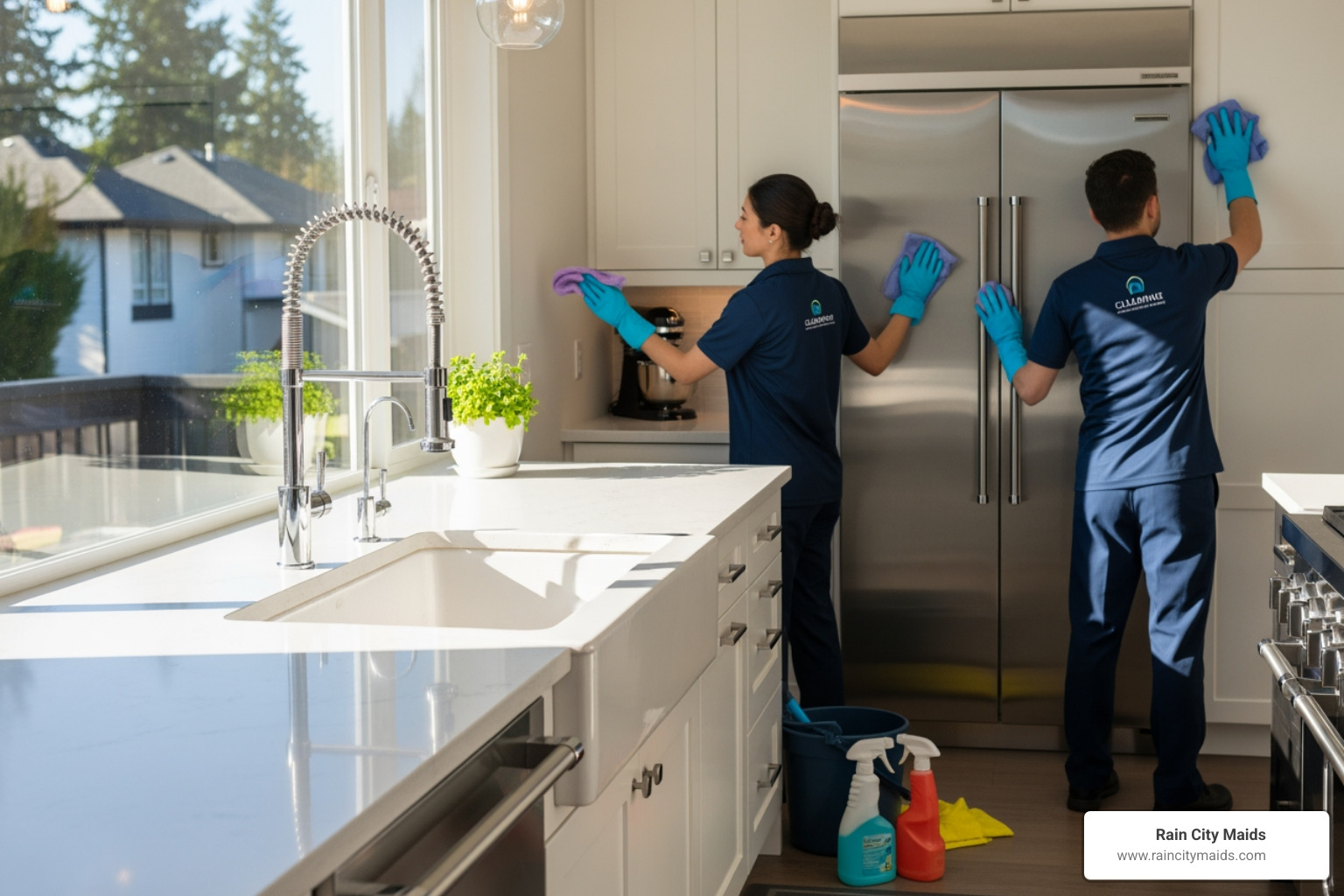 infographic showing the key differences between standard cleaning and deep cleaning, including frequency, time required, areas covered, level of detail, typical tasks for each service type, and benefits of deep cleaning such as improved air quality and allergen reduction - best deep cleaning in bellevue, wa