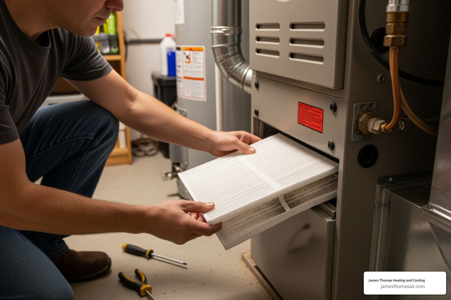 person changing home air filter - Broken AC unit