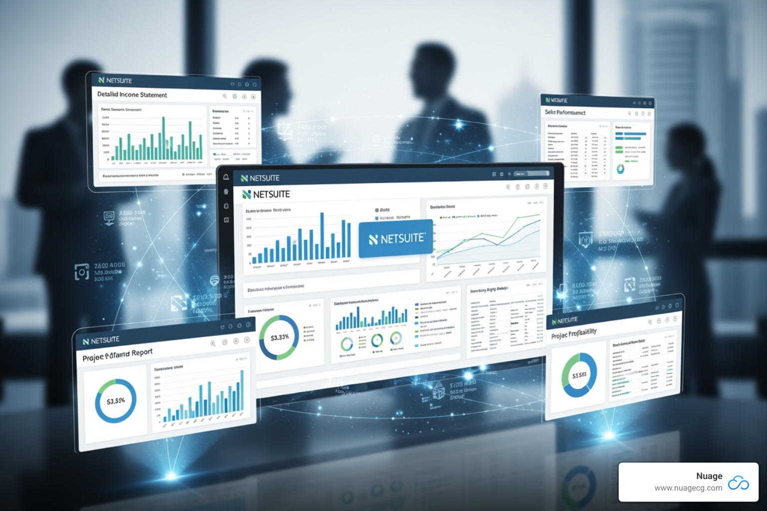 NetSuite Narrative Reporting interface showing AI-generated text explaining a financial variance - NetSuite Reporting Solutions