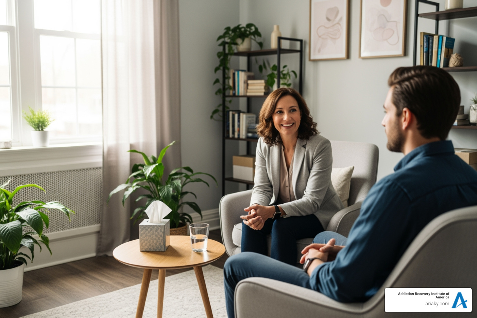 a therapist and client in a one-on-one session - is outpatient addiction treatment effective a therapist and client in a one-on-one session - is outpatient addiction treatment effective