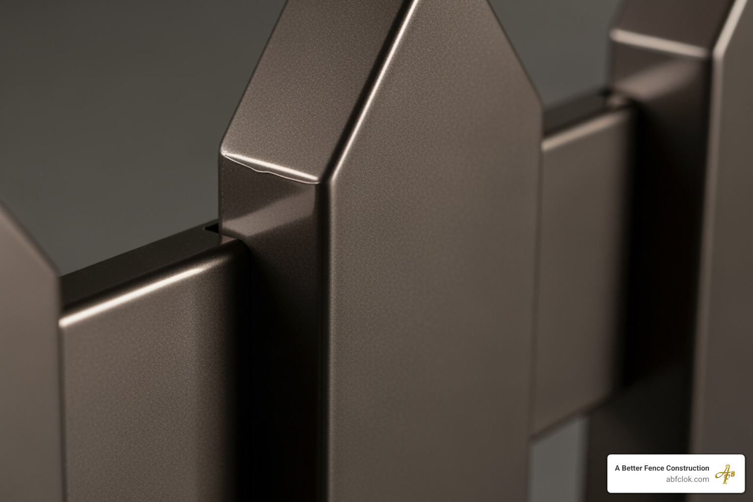 Close-up on a powder-coated aluminum fence picket showing its quality finish. - aluminum fence installers Close-up on a powder-coated aluminum fence picket showing its quality finish. - aluminum fence installers