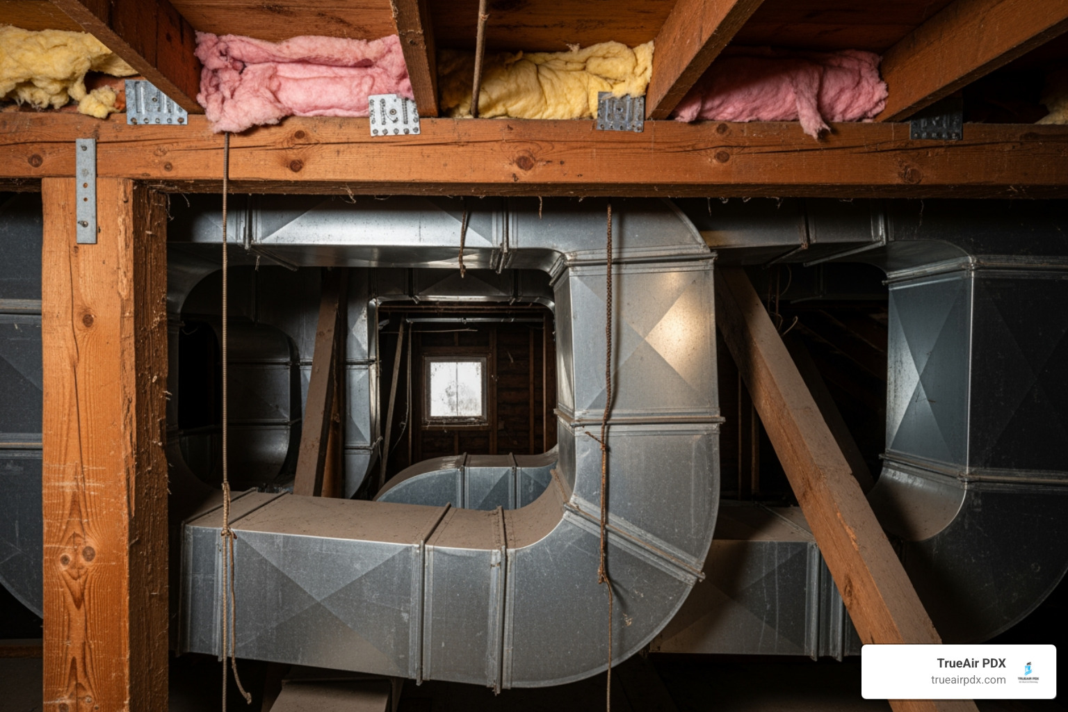 Complex ductwork in an attic or crawlspace - duct cleaning charges