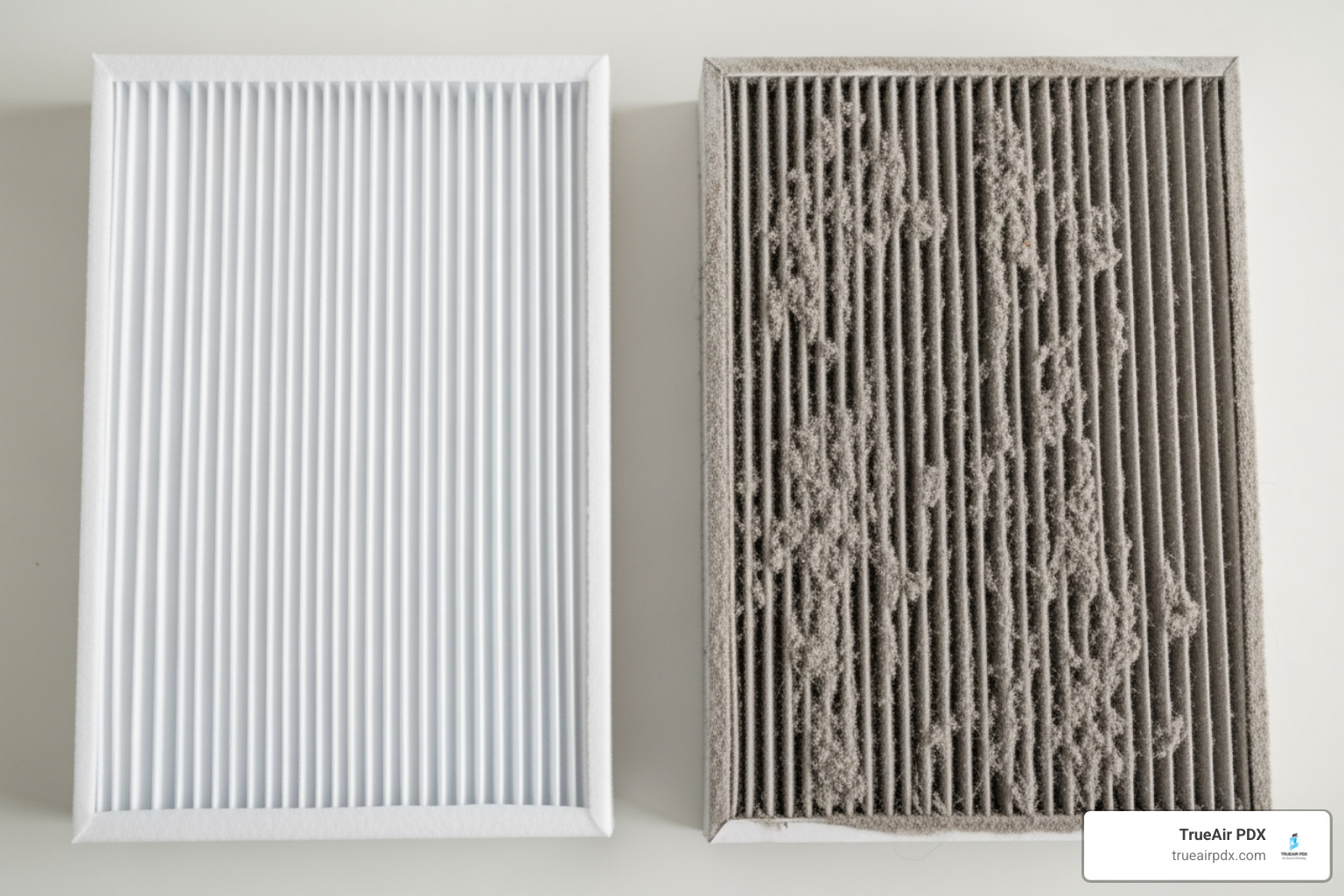 dirty vs clean furnace filter - furnace cleaning portland