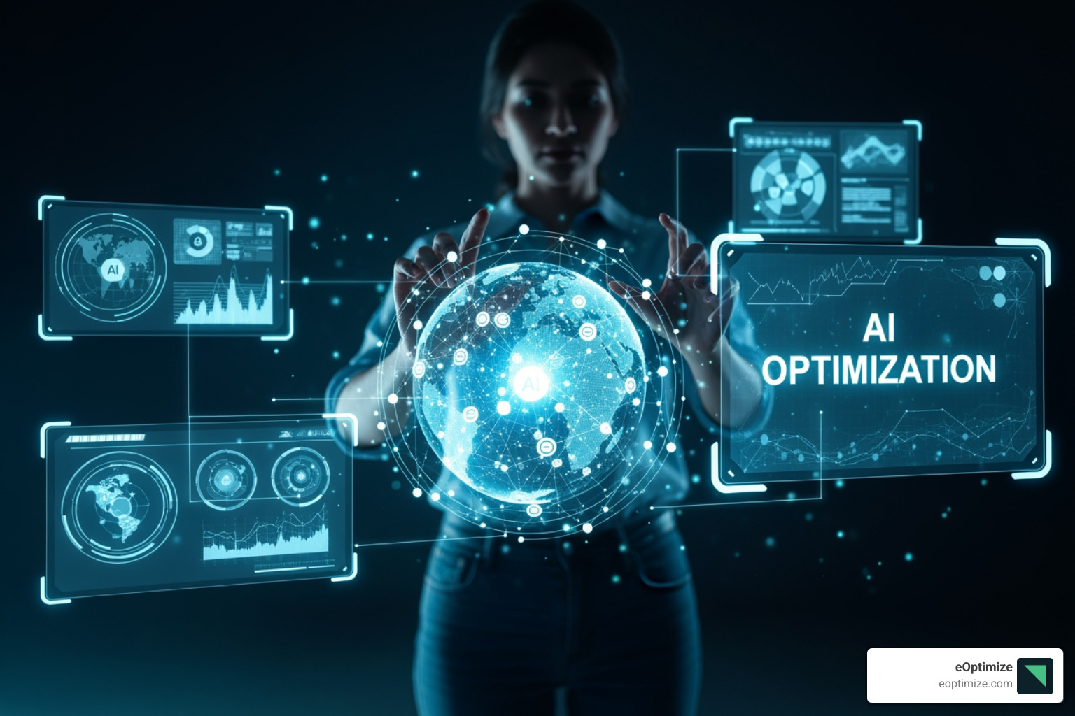 A Google search result page highlighting the AI Overview section at the top, showing a synthesized answer with multiple cited sources below it, followed by traditional blue links - optimize content for AI