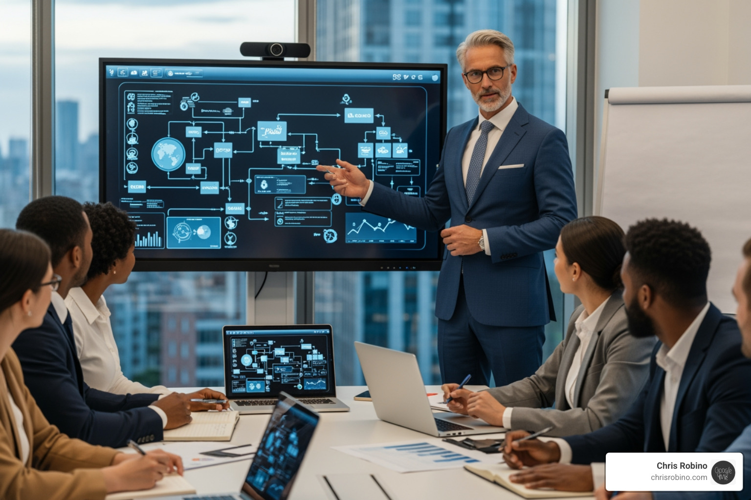 consultant explaining framework - senior business transformation consultant