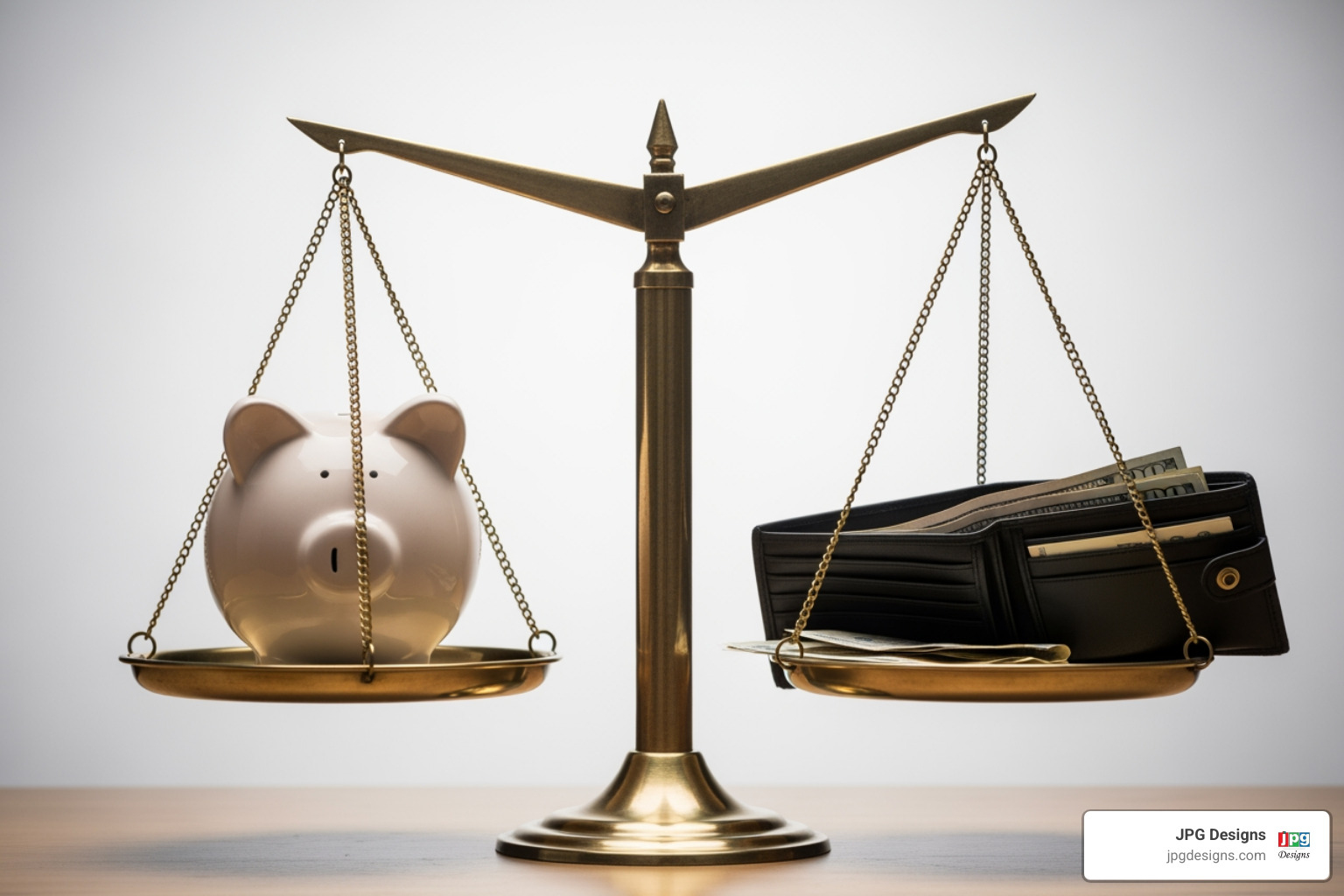 A scale balancing a piggy bank labeled "SEO" (long-term growth) and a a wallet labeled "Paid Ads" (immediate results) - is seo worth it for small business