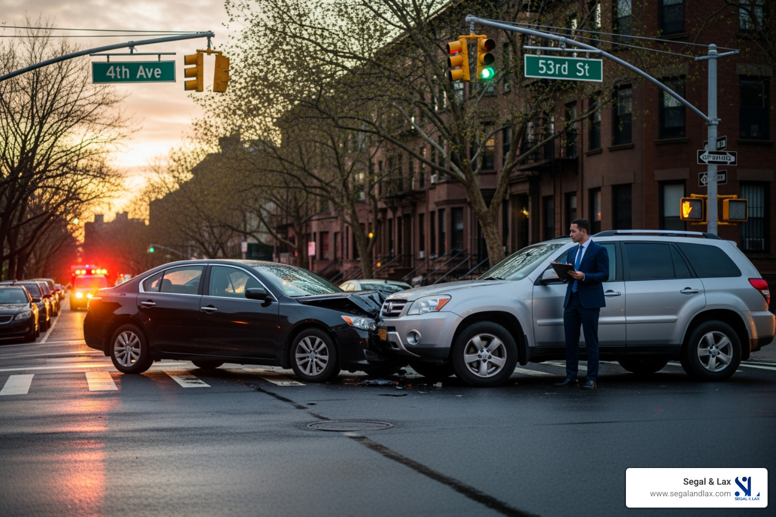 infographic showing steps after a Sunset Park car accident: call 911, seek medical attention, document the scene, exchange information, avoid admitting fault, contact a lawyer, understand your three-year filing deadline, and know your rights under New York's no-fault system - Sunset Park car accident lawyer infographic showing steps after a Sunset Park car accident: call 911, seek medical attention, document the scene, exchange information, avoid admitting fault, contact a lawyer, understand your three-year filing deadline, and know your rights under New York's no-fault system - Sunset Park car accident lawyer