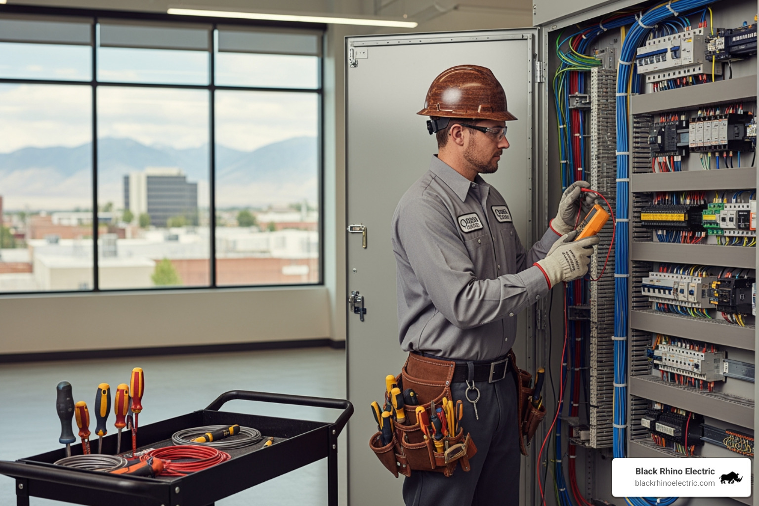 an electrician showing their license and insurance documents to a client - commercial electrician ogden
