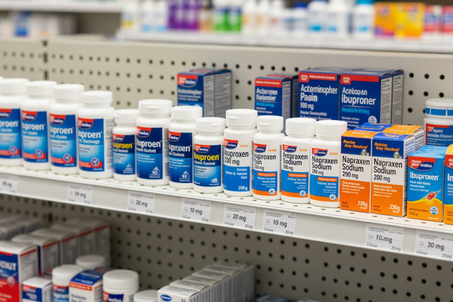 various OTC pain relief products on a pharmacy shelf - degenerative arthritis medications various OTC pain relief products on a pharmacy shelf - degenerative arthritis medications