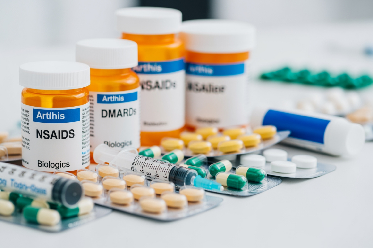 common OTC arthritis medication boxes like Tylenol and Advil on a pharmacy shelf - best arthritis medication