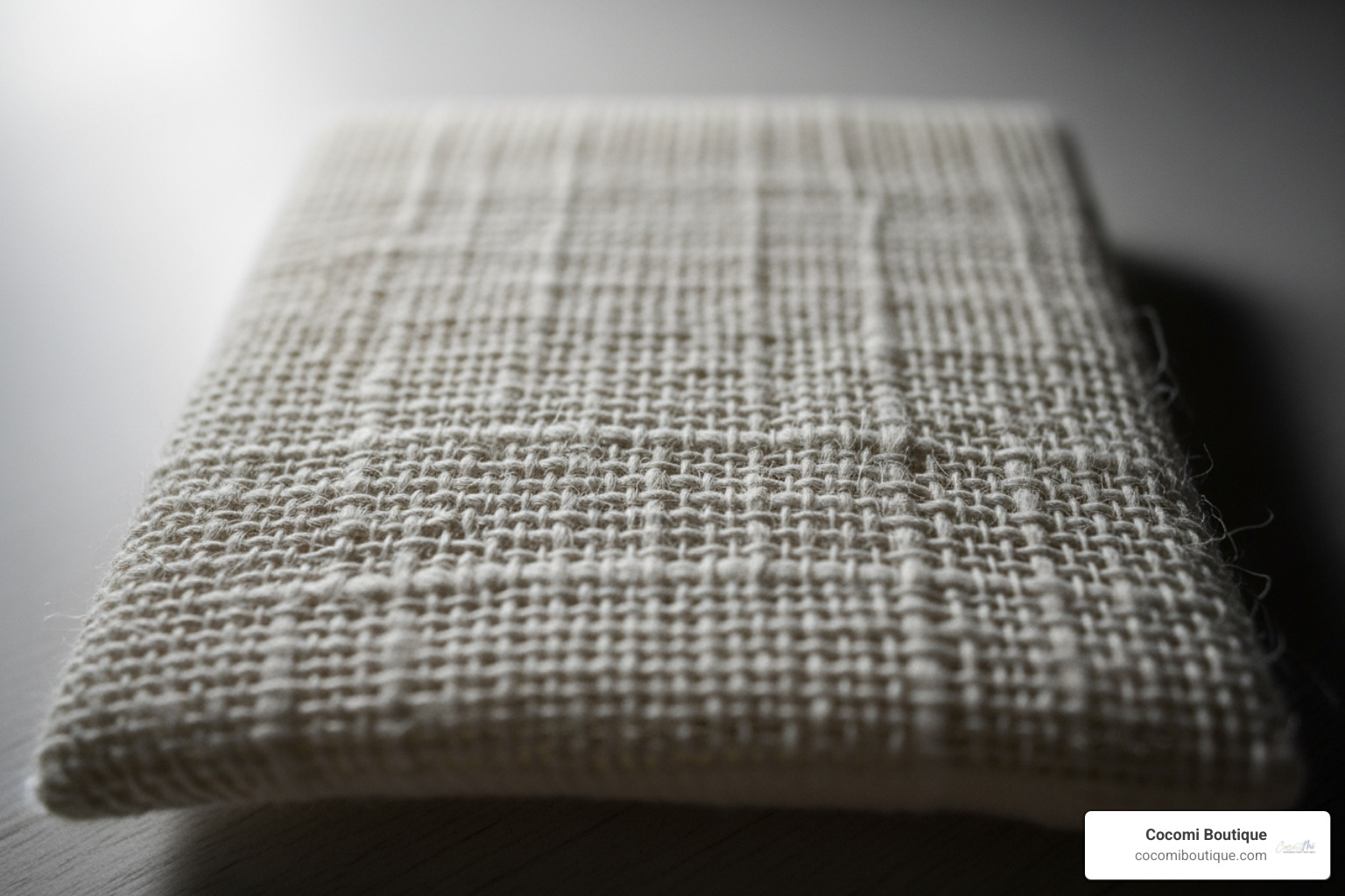 Close-up shot showing the delicate, open weave of a muslin fabric - muslin blankets