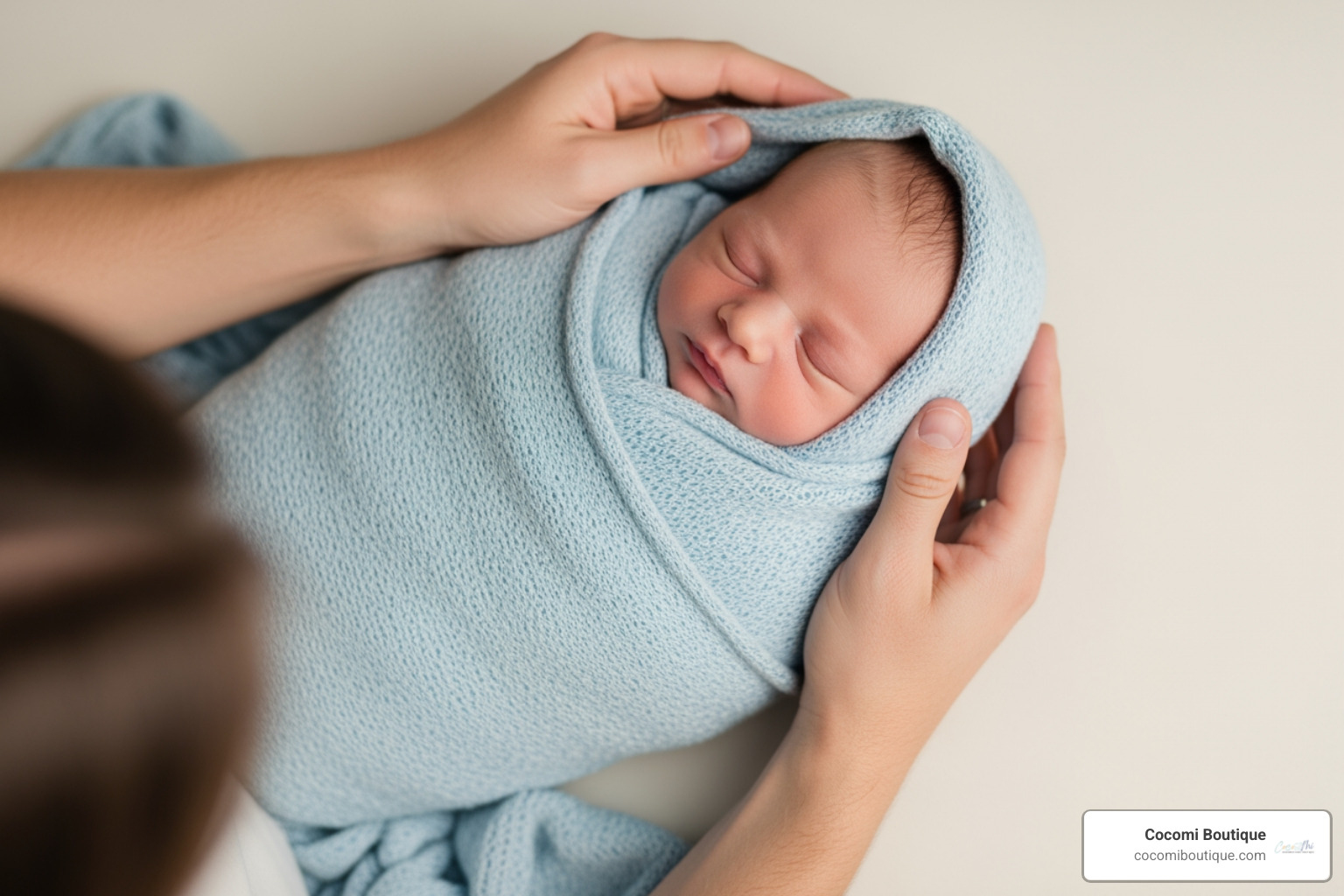 Image illustrating the diamond swaddle technique step-by-step - baby swaddle