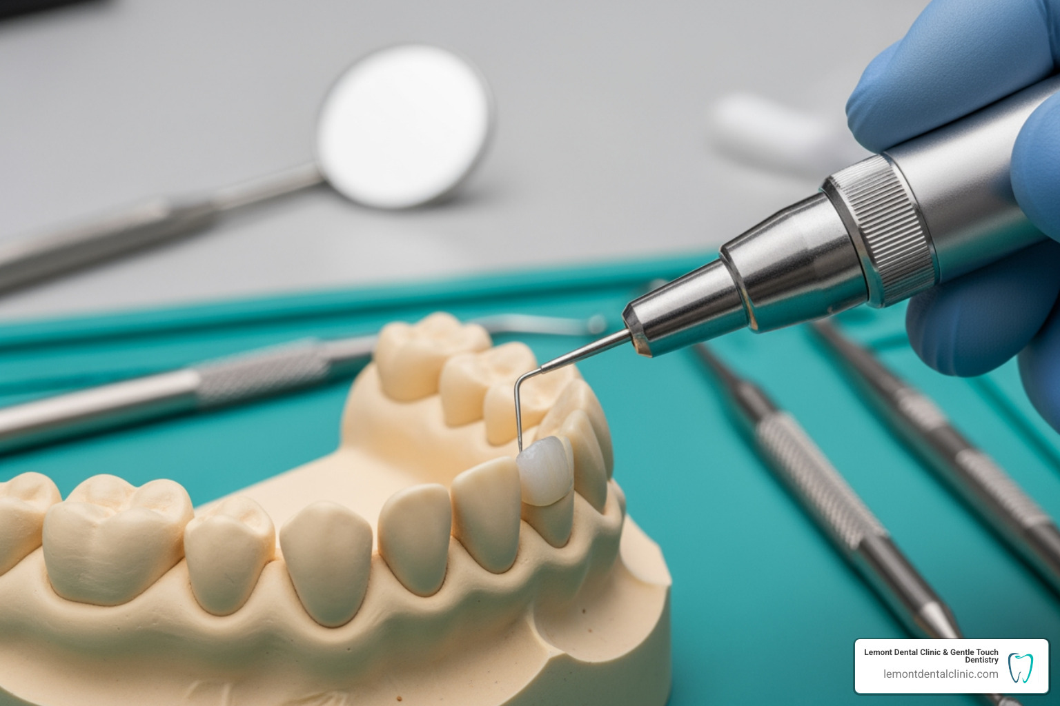 a scaler being used on a dental model - dentist teeth cleaning a scaler being used on a dental model - dentist teeth cleaning