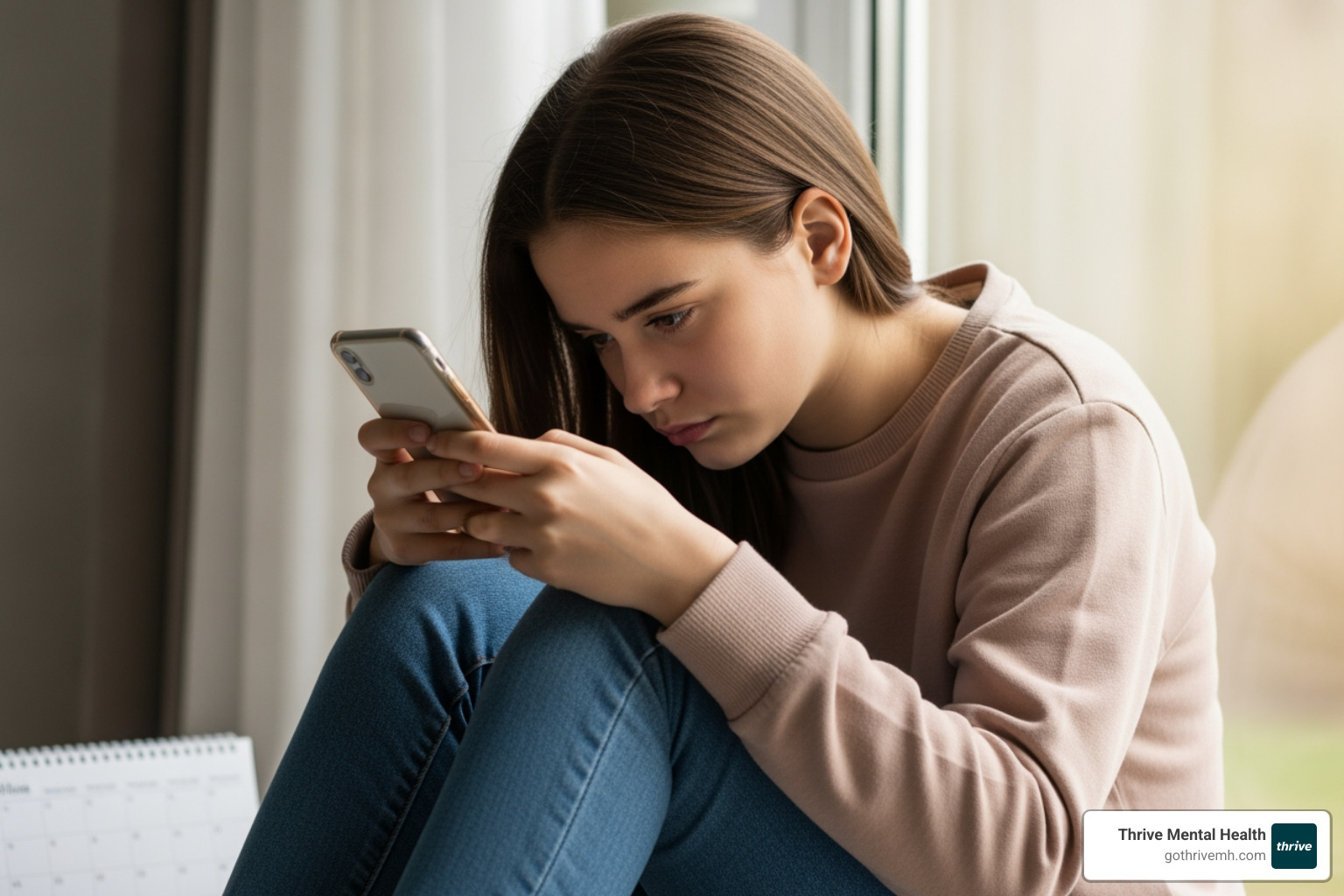 teenager looking sad with phone and calendar - Can you list some adolescent intensive outpatient programs near me in Florida?