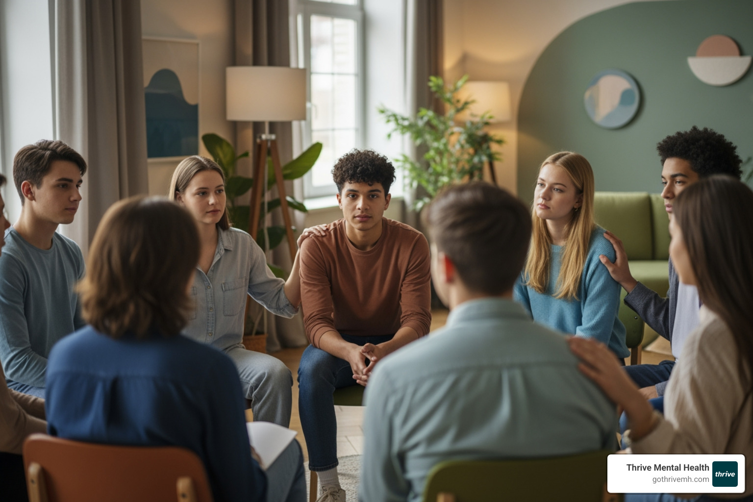 Diverse teens in group therapy - Can you list some adolescent intensive outpatient programs near me in Florida?