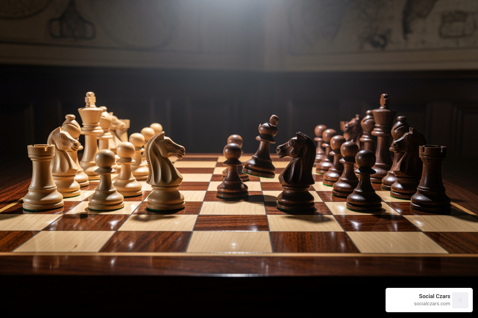 a strategic chessboard representing crisis management tactics - Crisis SEO for Executives a strategic chessboard representing crisis management tactics - Crisis SEO for Executives