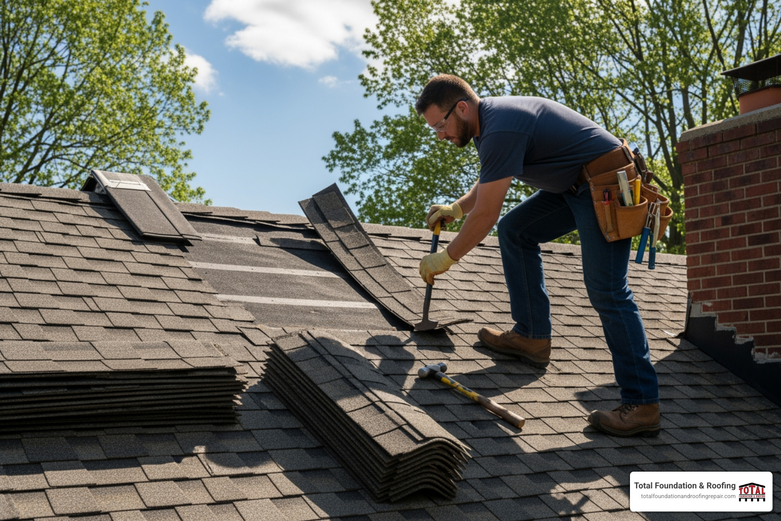 roofing professional replacing damaged shingles - Roof water damage repair roofing professional replacing damaged shingles - Roof water damage repair