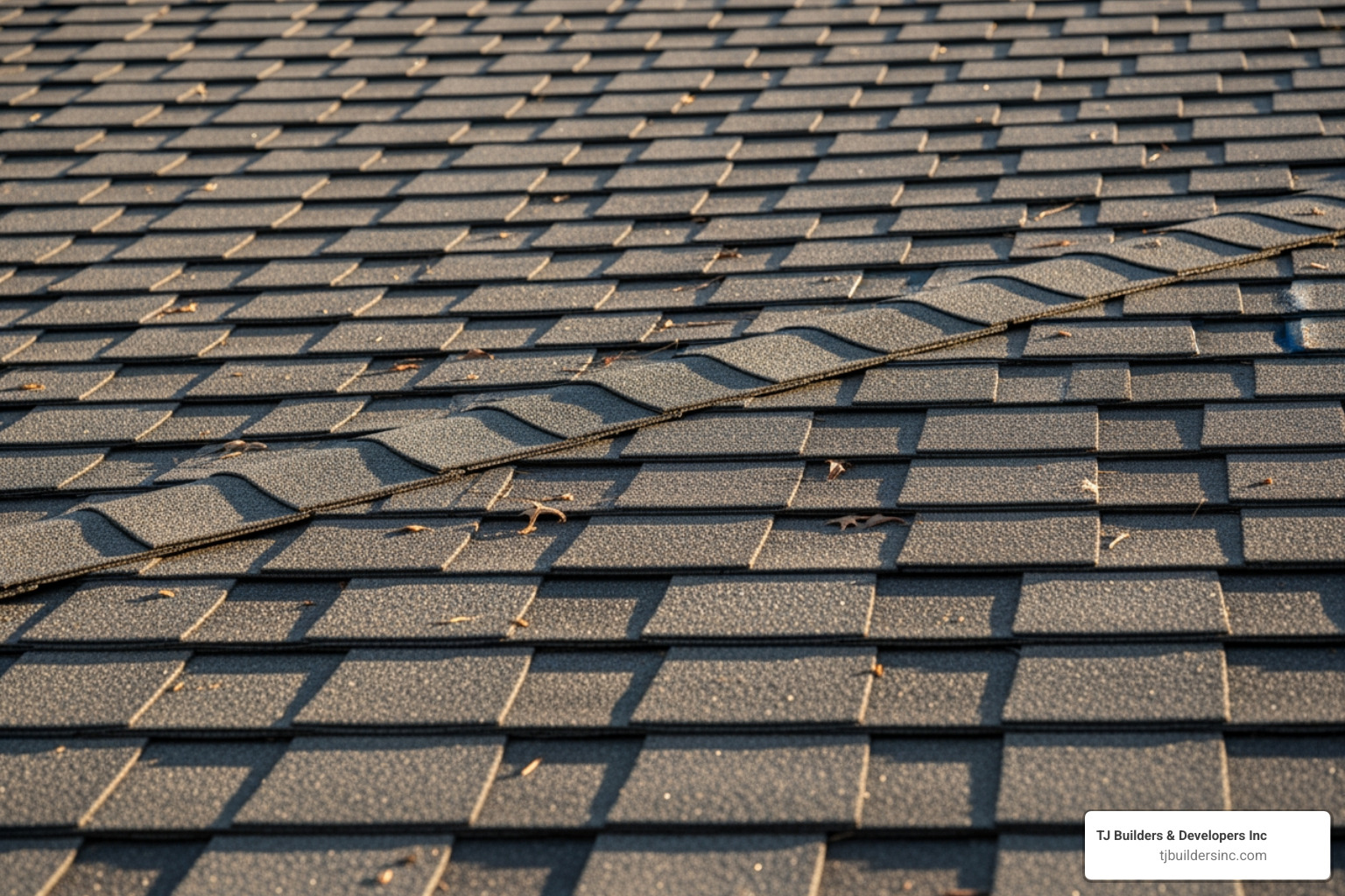 a close-up image of 3-tab asphalt shingles on a roof, showing their flat, uniform appearance - Asphalt shingle options