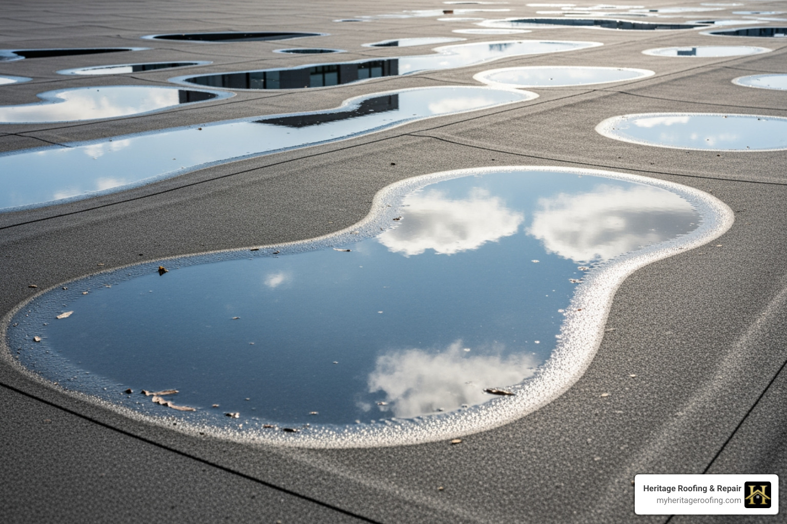 water ponding on a flat roof surface - flat roof insurance claim water ponding on a flat roof surface - flat roof insurance claim