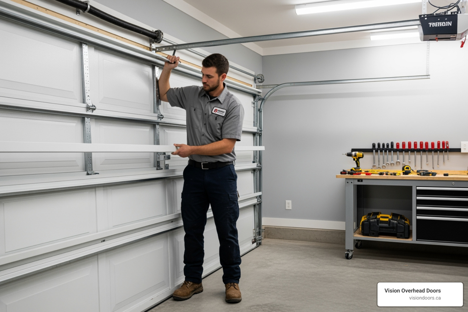 infographic showing the professional garage door installation process: consultation and door selection, site preparation and old door removal, new track and hardware installation, panel assembly and spring connection, opener installation and smart technology setup, final safety inspection and testing, cleanup and warranty documentation - garage door installation vernon bc infographic showing the professional garage door installation process: consultation and door selection, site preparation and old door removal, new track and hardware installation, panel assembly and spring connection, opener installation and smart technology setup, final safety inspection and testing, cleanup and warranty documentation - garage door installation vernon bc