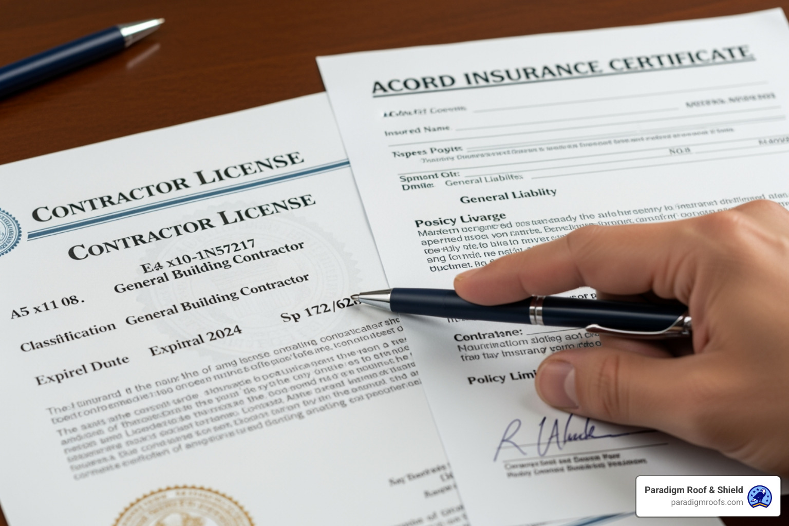 Contractor's license and insurance certificate - Reliable roofing contractor Contractor's license and insurance certificate - Reliable roofing contractor