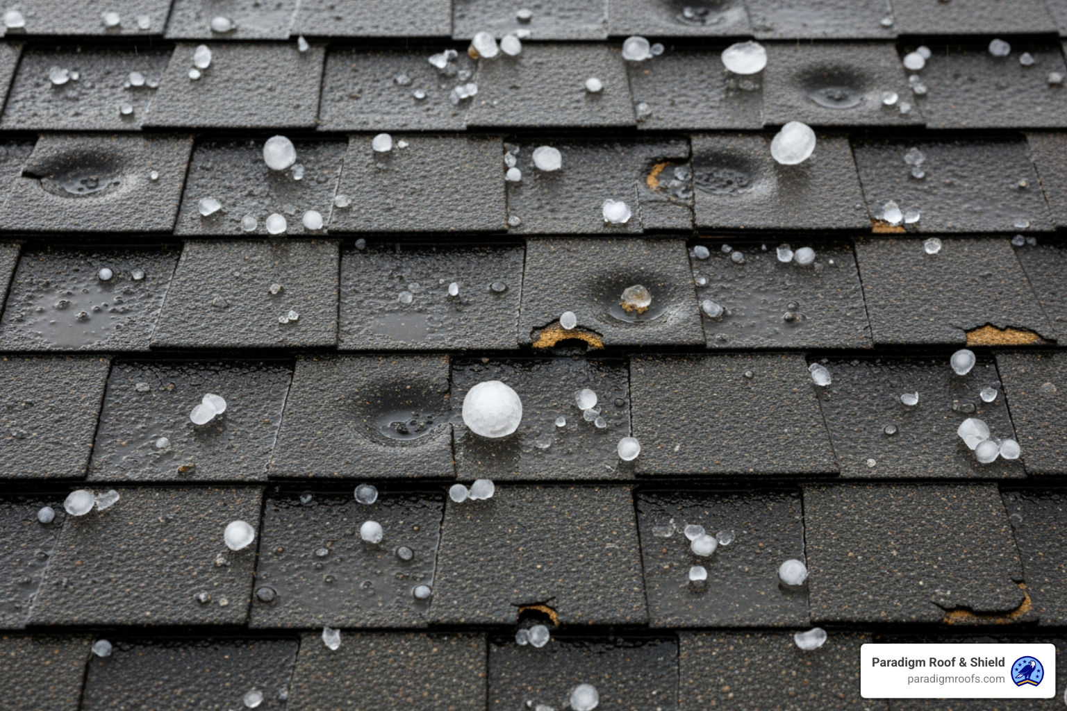 hailstones on a shingle roof with visible impact marks - roof repair services mckinney tx hailstones on a shingle roof with visible impact marks - roof repair services mckinney tx