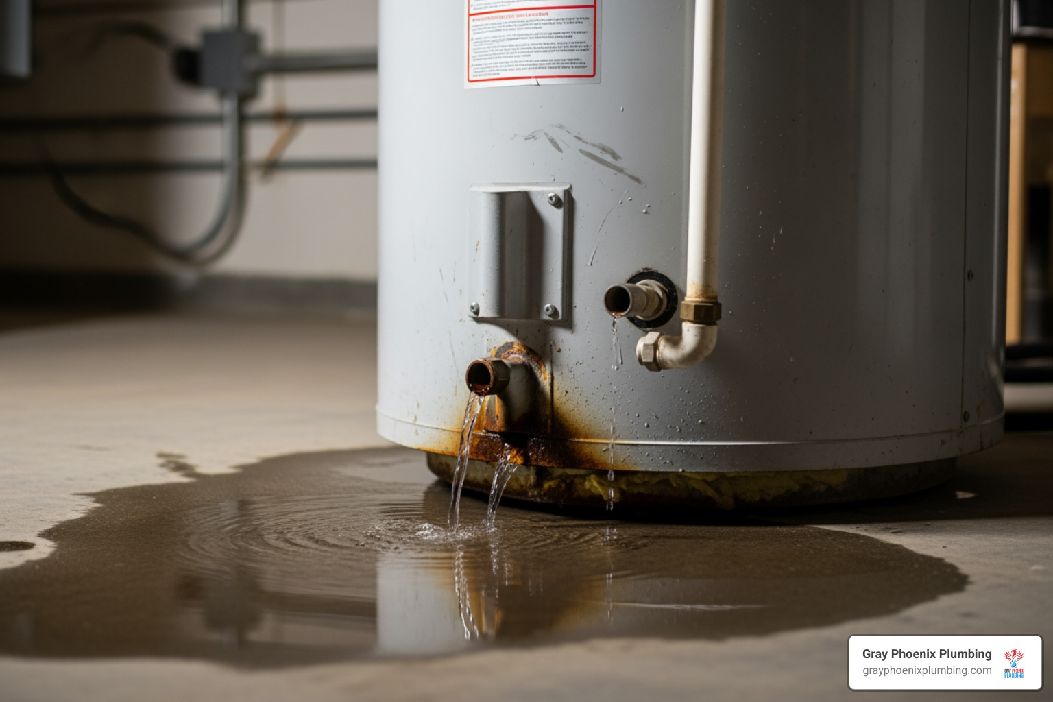 A leaking water heater tank base - plumber same day water heater repair denver