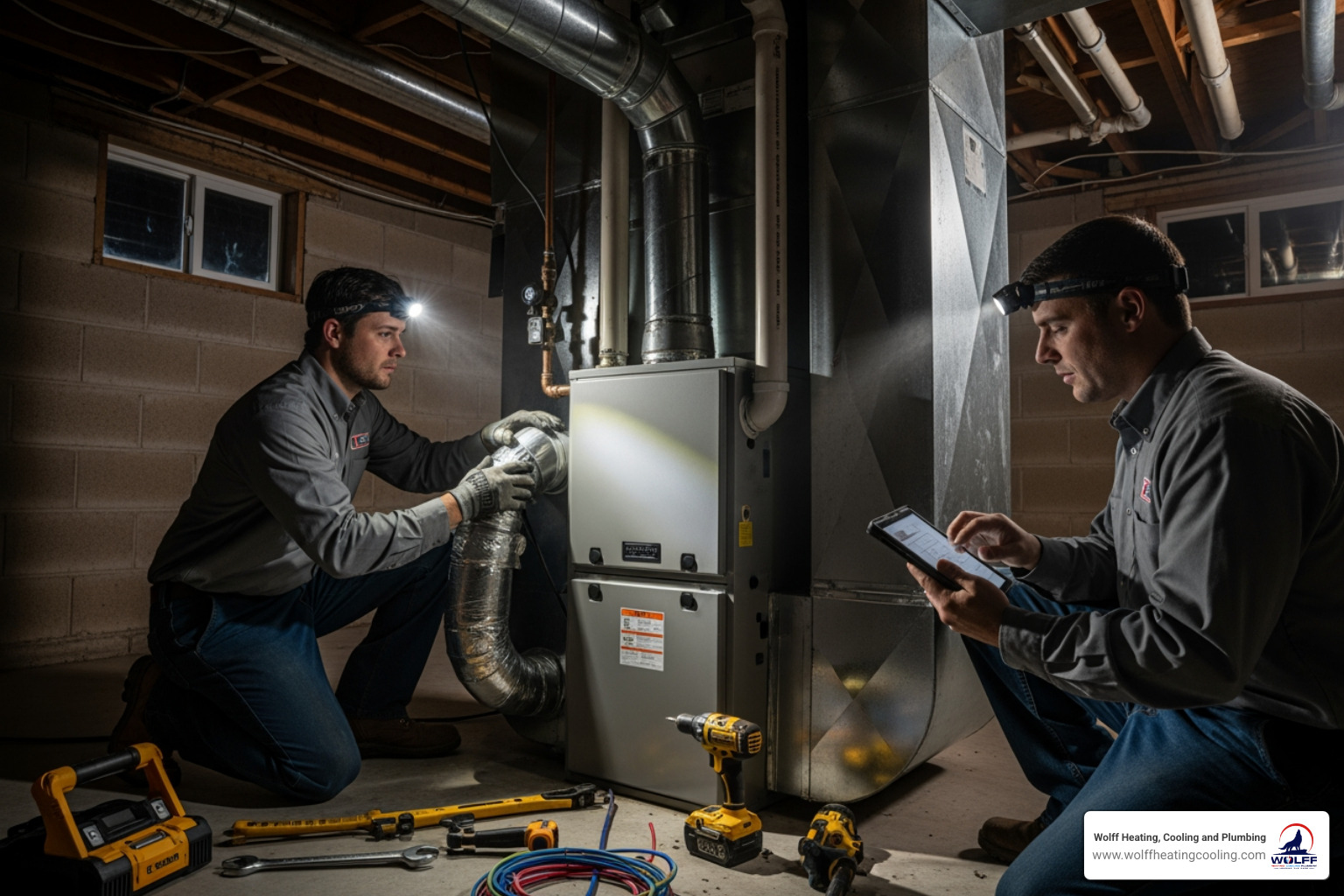 infographic showing five critical signs your furnace needs immediate replacement: complete loss of heat in freezing weather, visible cracks in heat exchanger with carbon monoxide risk, strong gas smell indicating dangerous leak, furnace age over 15-20 years with frequent failures, and loud banging or grinding noises indicating major mechanical failure - 24 hour furnace installation in albuquerque, nm infographic showing five critical signs your furnace needs immediate replacement: complete loss of heat in freezing weather, visible cracks in heat exchanger with carbon monoxide risk, strong gas smell indicating dangerous leak, furnace age over 15-20 years with frequent failures, and loud banging or grinding noises indicating major mechanical failure - 24 hour furnace installation in albuquerque, nm