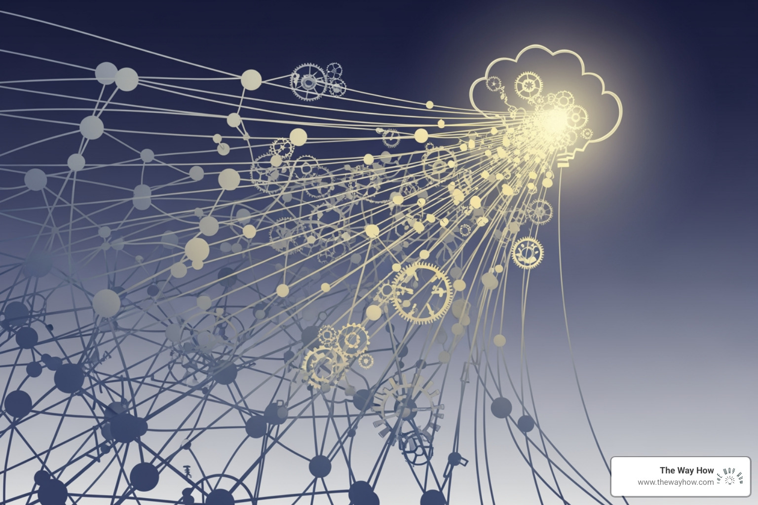 Abstract representation of thought processes with interconnected nodes and subtle gears, symbolizing how psychological principles drive marketing success. - disruptive marketing examples Abstract representation of thought processes with interconnected nodes and subtle gears, symbolizing how psychological principles drive marketing success. - disruptive marketing examples