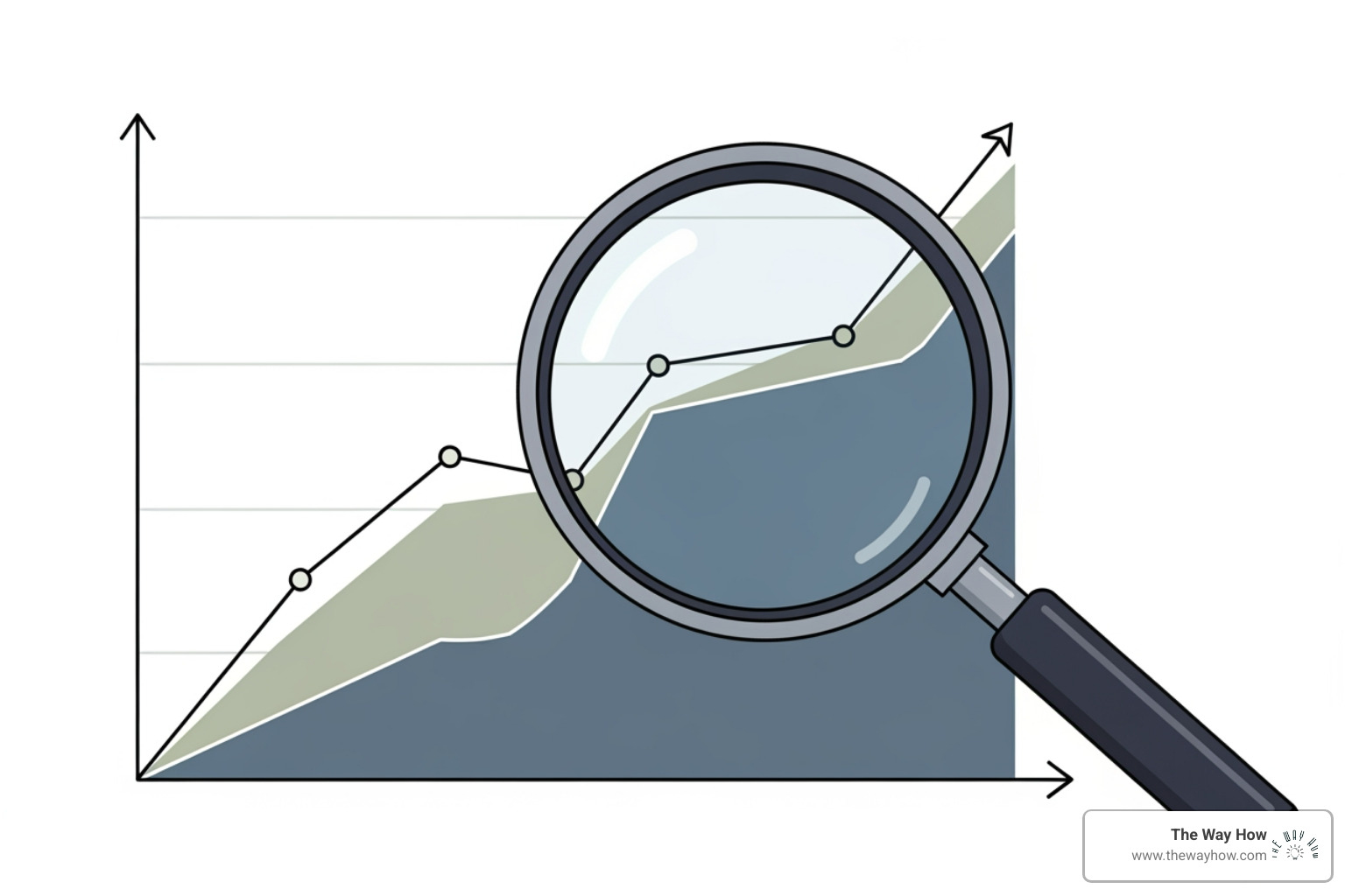 magnifying glass over a business growth chart showing a plateau - cmo services magnifying glass over a business growth chart showing a plateau - cmo services