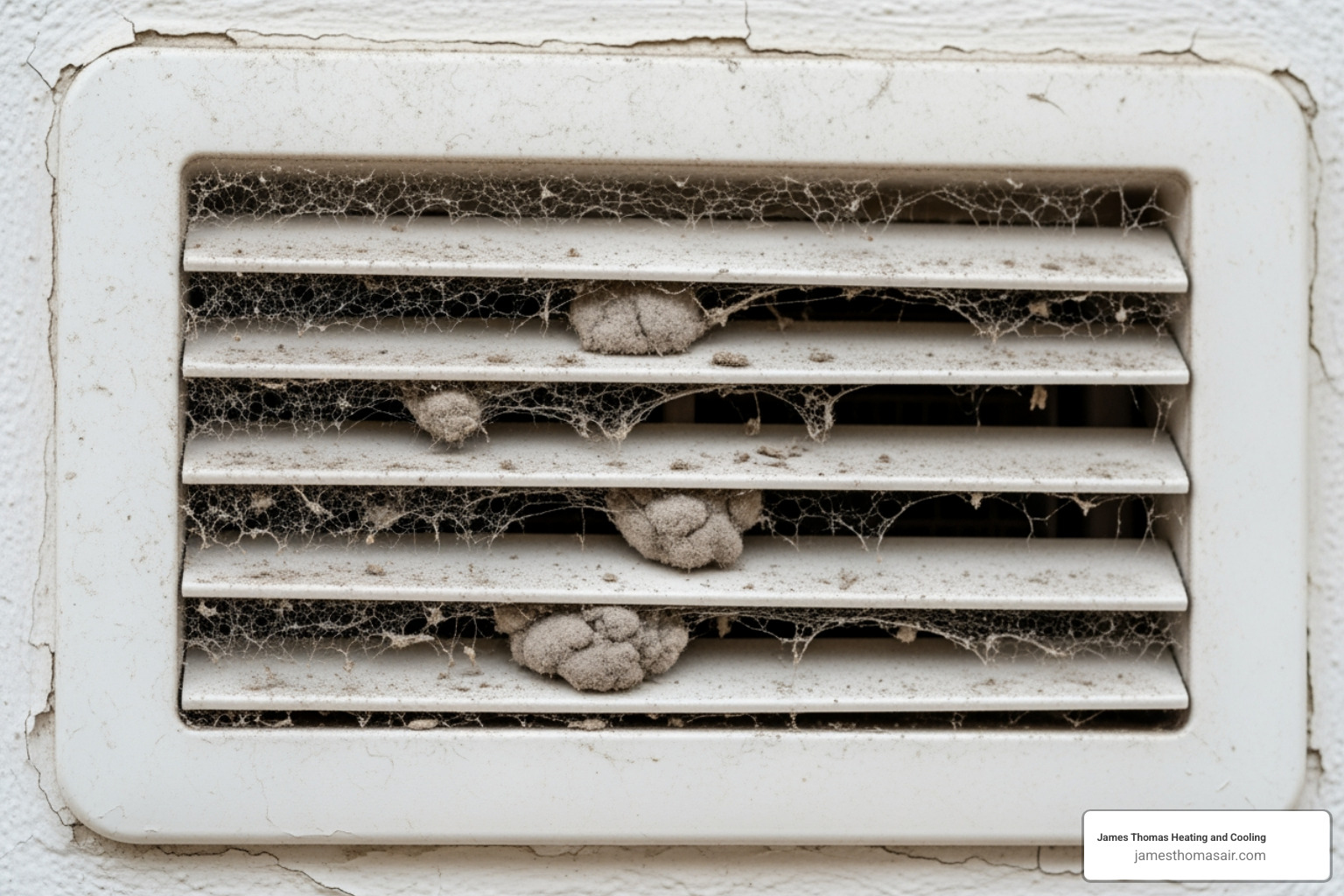Dust accumulating on a vent cover - heating duct problems