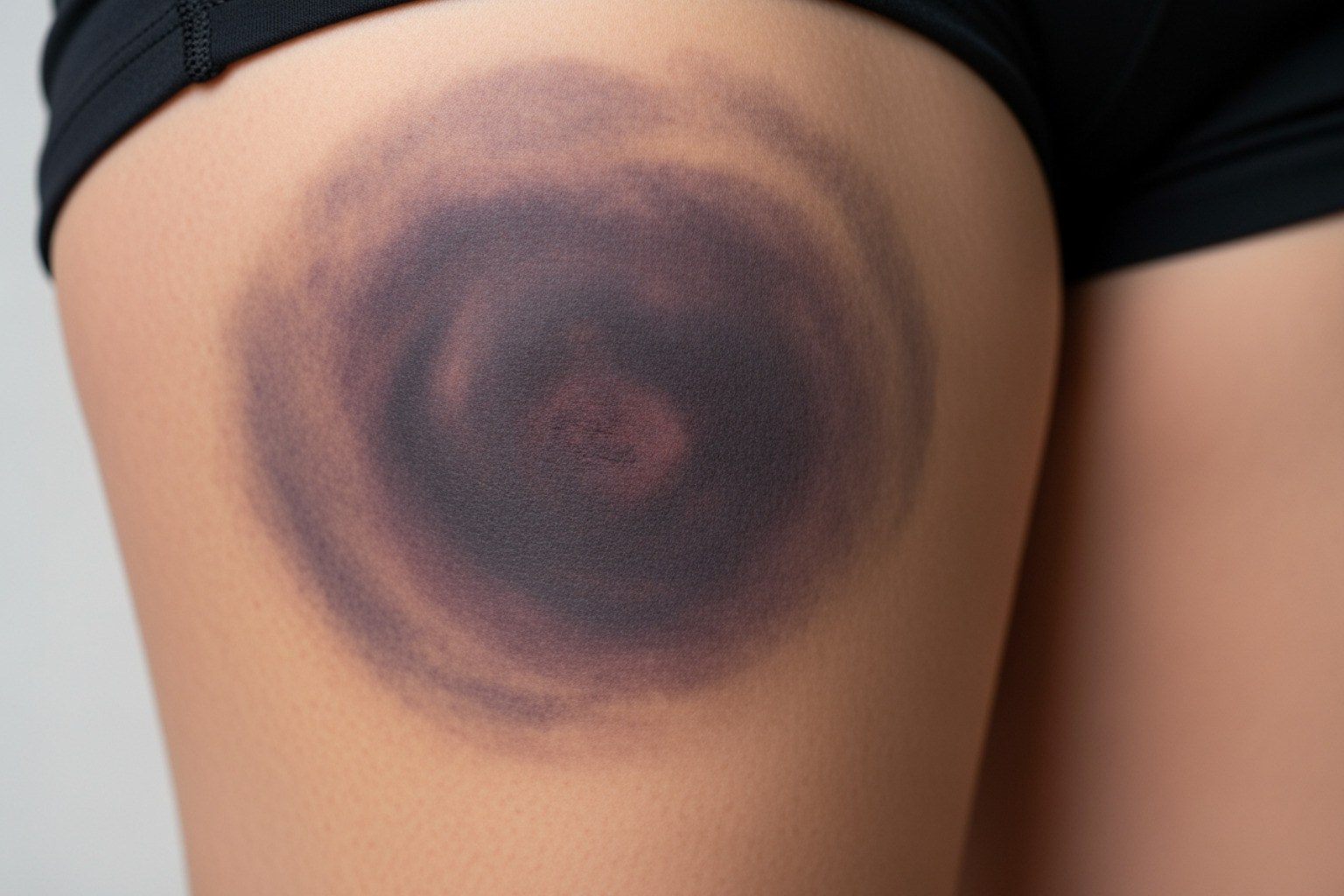 Image showing bruising from a severe hamstring tear - torn hamstring healing