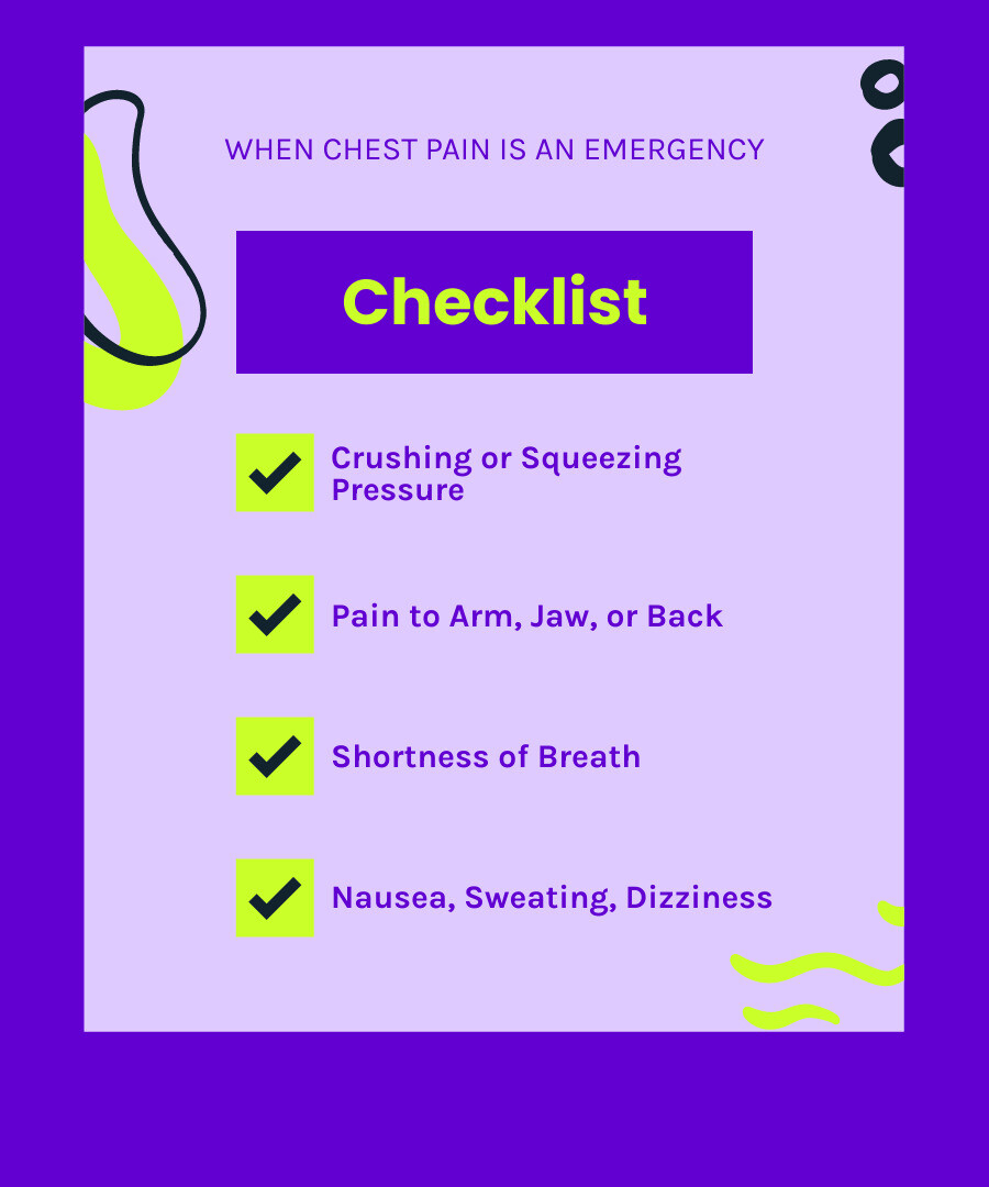 detailed infographic showing comparison chart of cardiac vs musculoskeletal chest pain symptoms with icons for pain location, type of sensation, triggers, relief methods, and emergency warning signs - chest muscle pain left side infographic checklist-fun-neon detailed infographic showing comparison chart of cardiac vs musculoskeletal chest pain symptoms with icons for pain location, type of sensation, triggers, relief methods, and emergency warning signs - chest muscle pain left side infographic checklist-fun-neon