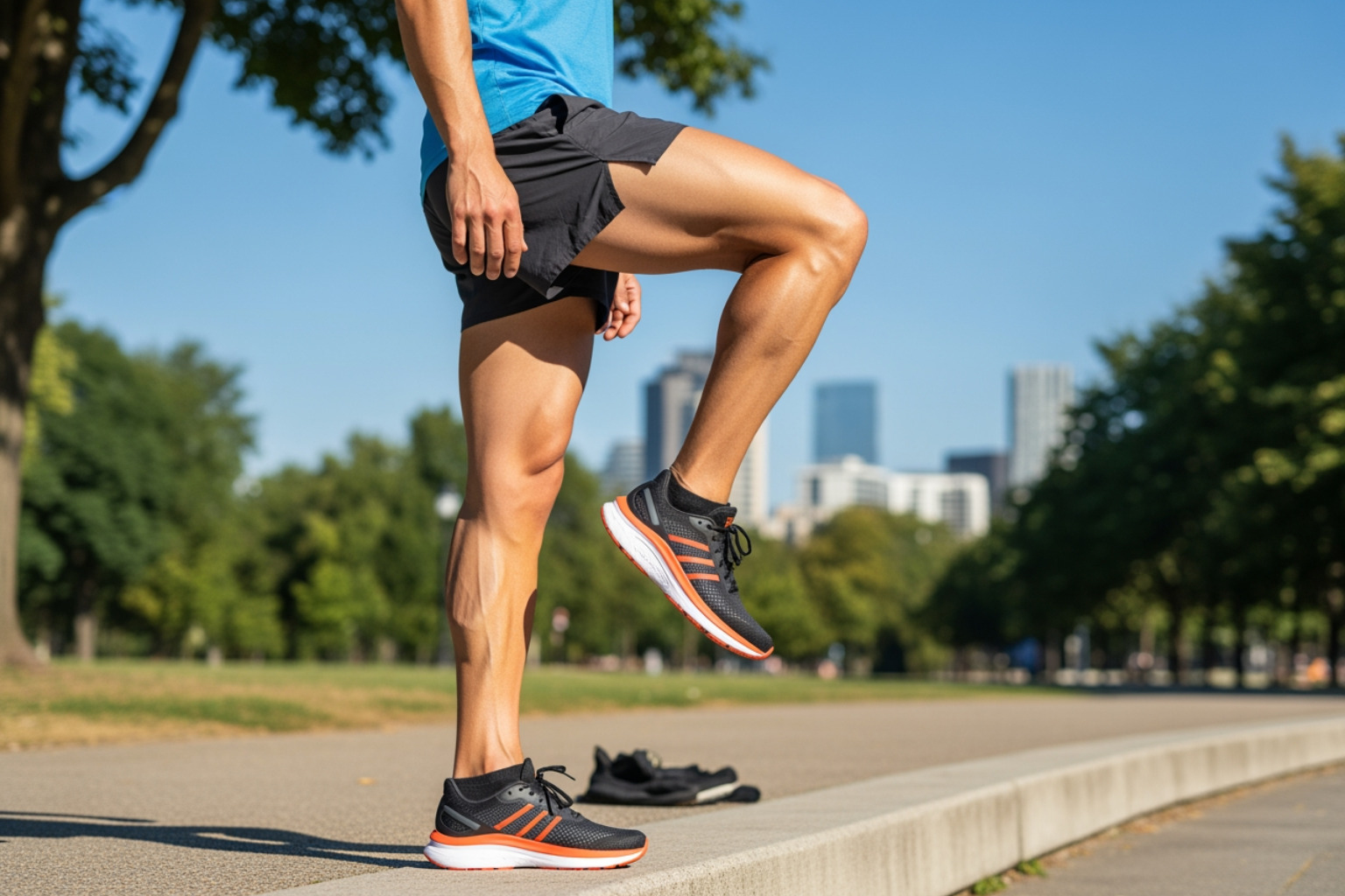 runner performing calf raise on step - calf tightness running