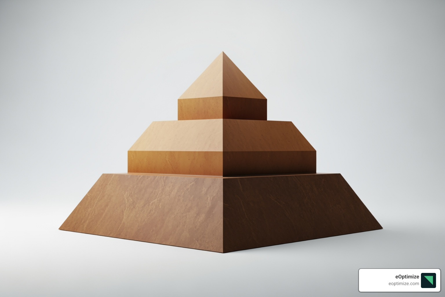 A pyramid with three layers: Authority (top), Entities (middle), and Content Quality (bottom), representing the foundational elements for AI visibility - how to improve brand visibility in ai-driven search results