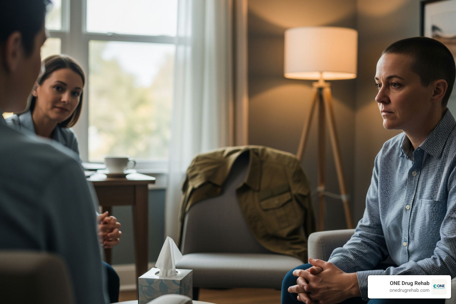 veteran in a thoughtful or counseling setting - drug rehab programs for veterans